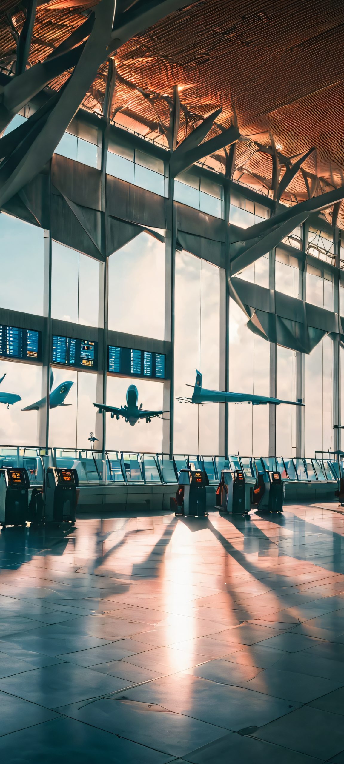 Airport Terminal at night, iPhone and Android compatible, perfectly optimized for home screens