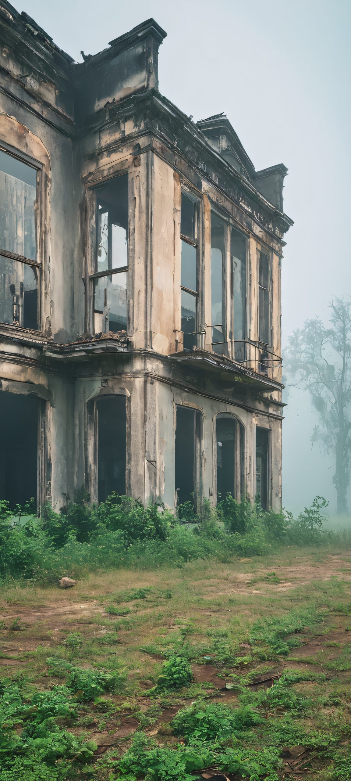 abandoned building moody foggy wallpaper scaled