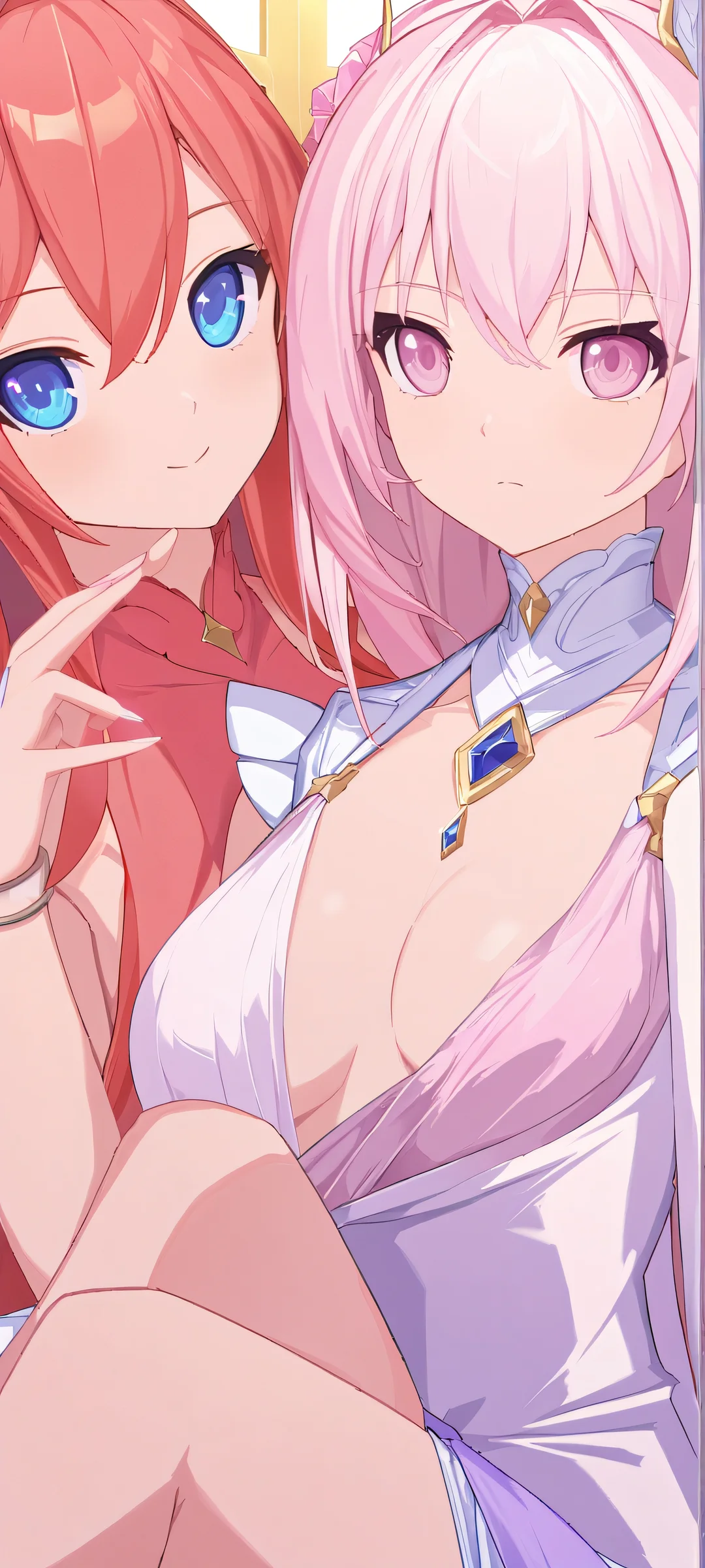 Anime Duo Masterpiece iPhone & Android Wallpaper Two beautiful anime women enjoying a magical moment together. Perfect for iPhone or Android home screen.