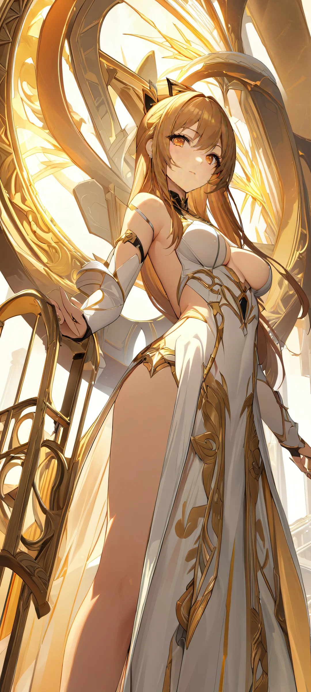 Beautiful anime girl on a brown background for iPhone/Android mobile wallpaper