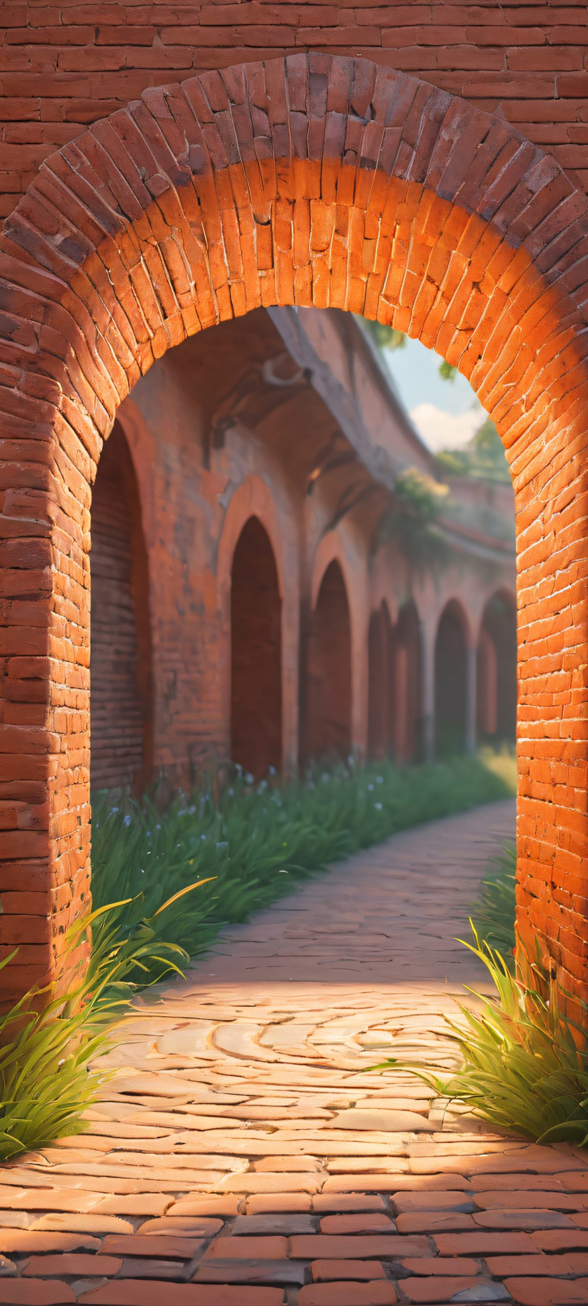 Breathtaking vertical mobile wallpaper of Archway featuring vibrant street art and soft sunlight. Perfect for iPhone and Android home screens.