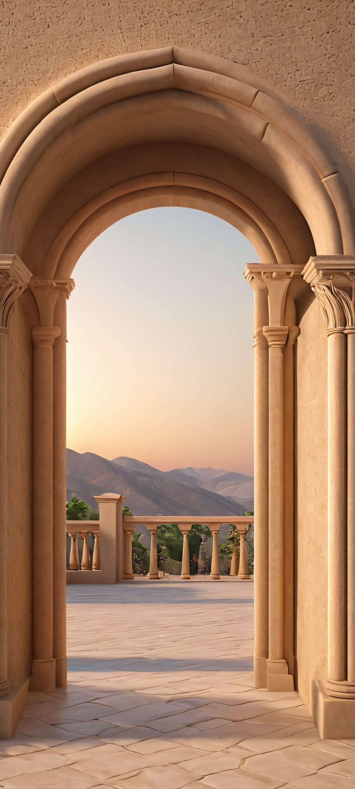 Dimly lit archways amidst stone structures, perfect for iPhone/Android backgrounds