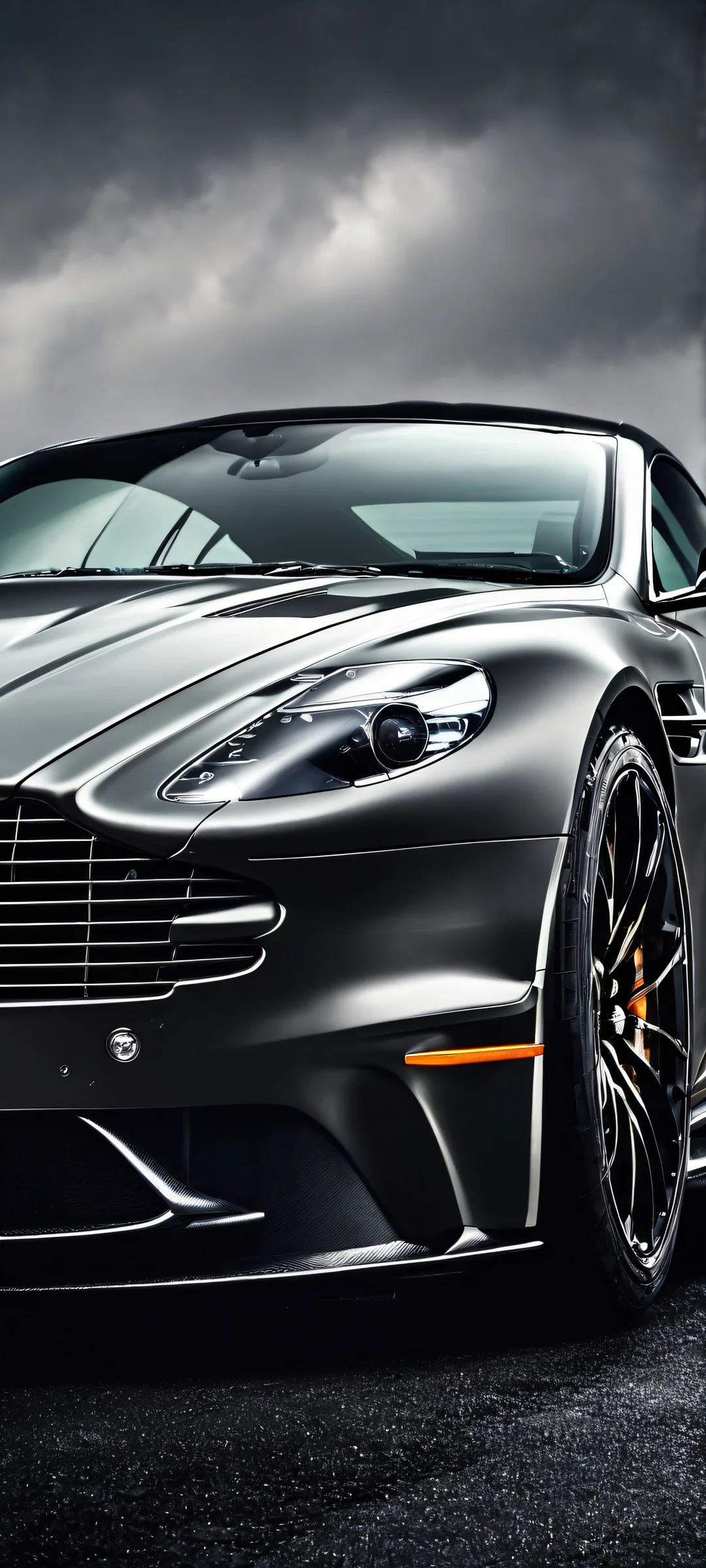 Moody Aston Martin phone wallpaper for iPhone and Android - Perfect for luxury enthusiasts and car lovers.