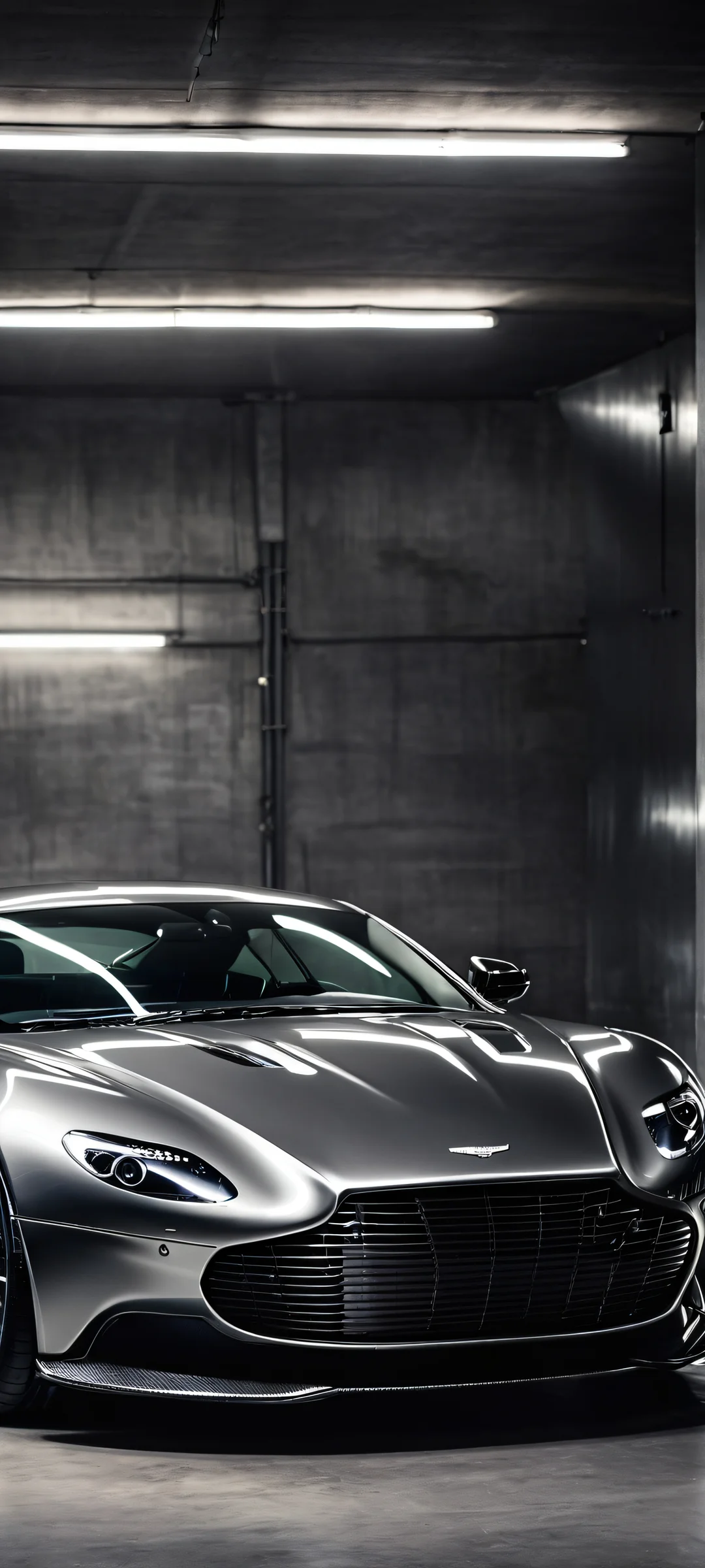Aston Martin's Sleek Design Lock Screen for iOS & Android High-quality mobile wallpaper of Aston Martin's sleek design on a dark background, perfect for iPhone or Android screens.
