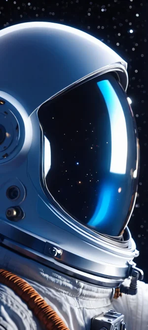 iPhone/Android wallpaper featuring a stunning astronaut helmet reflection in the galaxy with cinematic lighting. Perfect for your mobile home screen.
