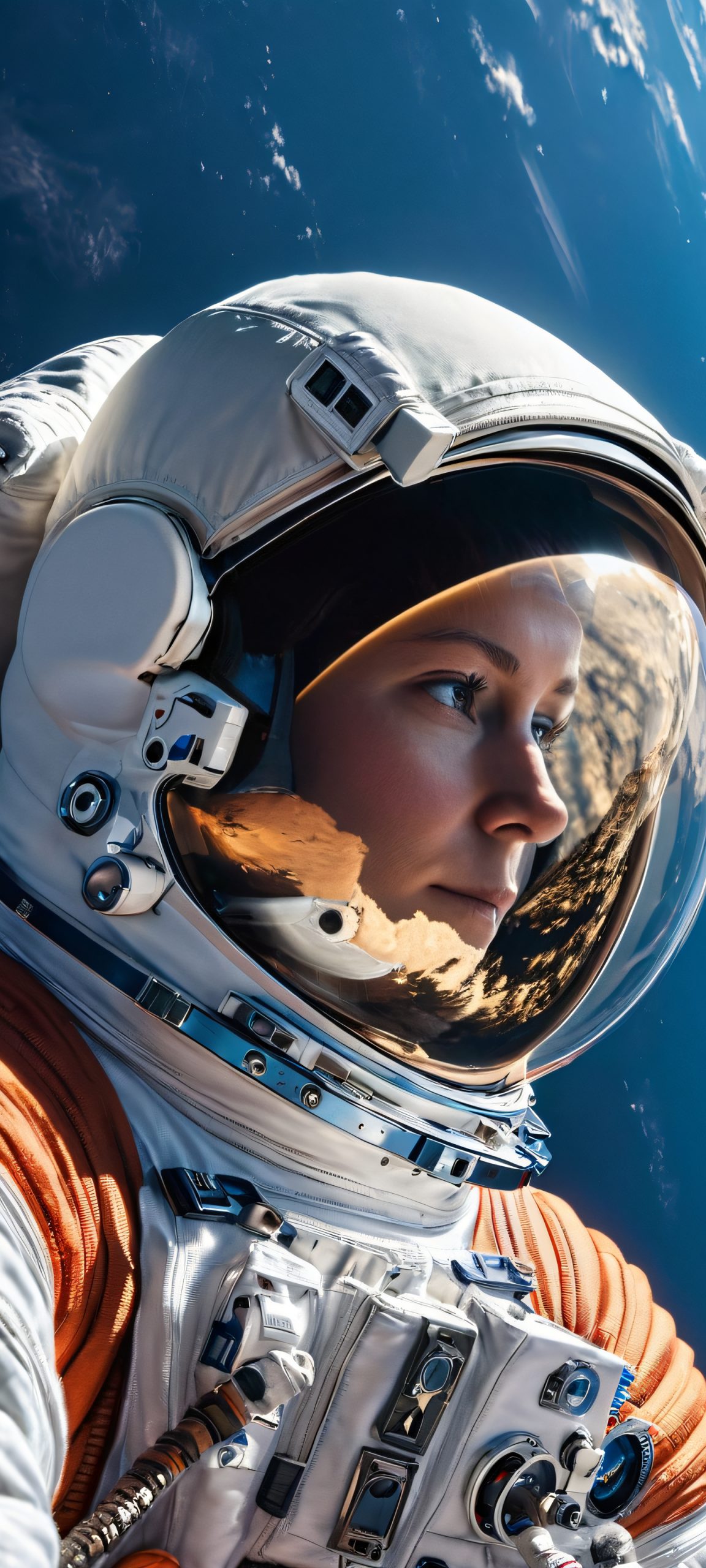 Astronaut in space suit, photographed in stunning detail, perfectly optimized for iPhone, Samsung Galaxy, and Android home screens.