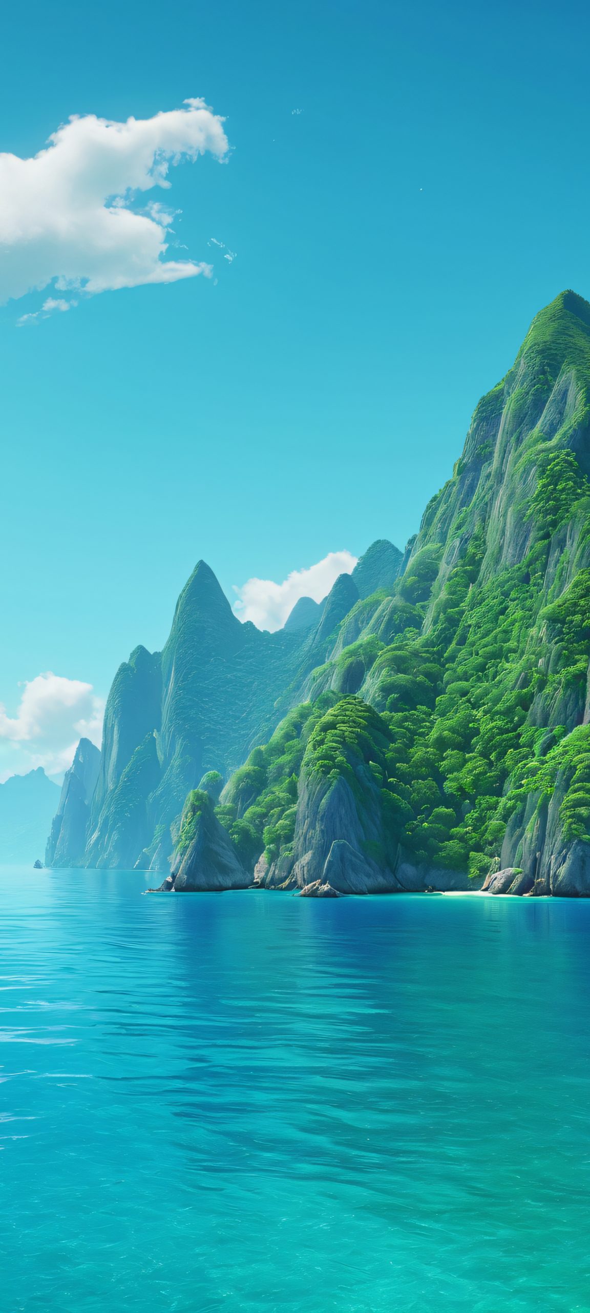 Breathtaking ocean and mountain landscape on iPhone and Android