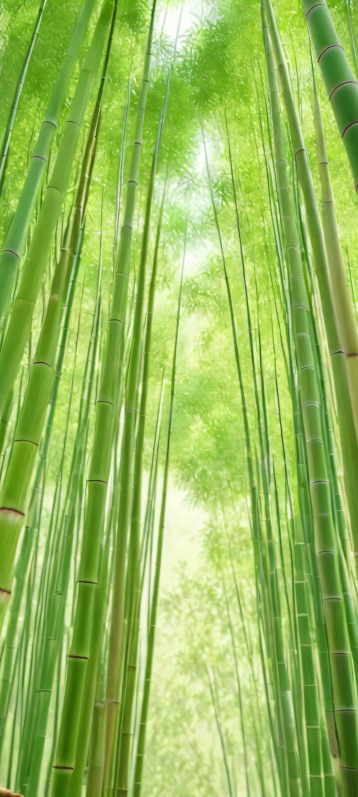 Breathtaking vertical iPhone and Android wallpaper featuring a serene bamboo forest at sunset, perfectly optimized for iPhone, Samsung Galaxy, and Android home screens.