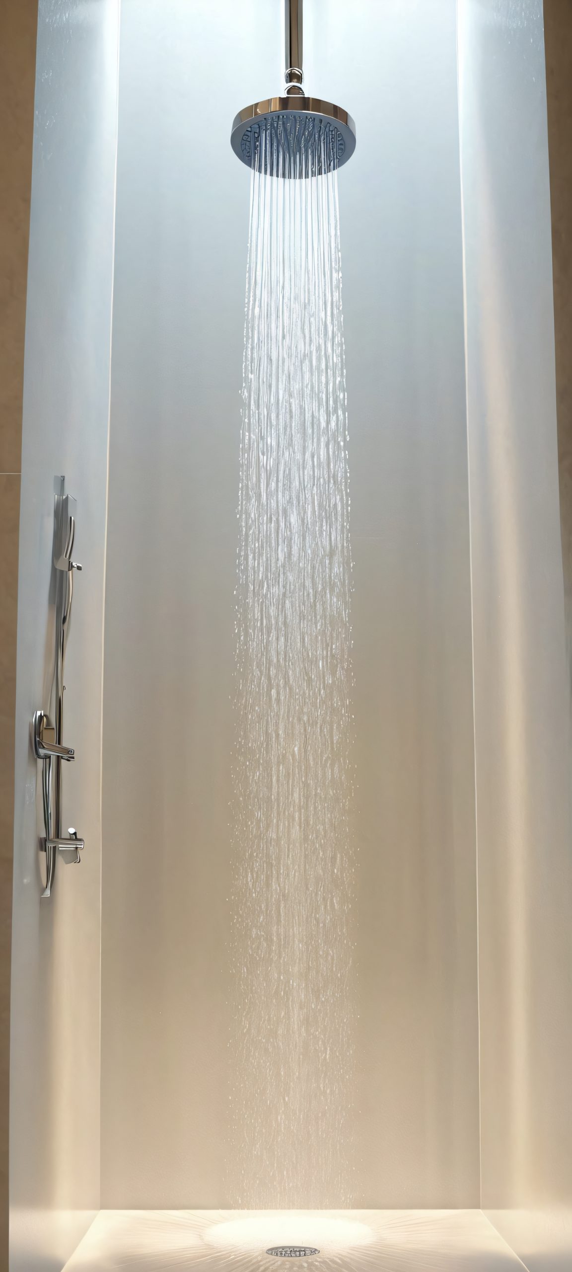 Bathroom Oasis Lock Screen for iOS & Android Indoor shower scene for iPhone and Android devices with realistic water effects and soft colors. Perfectly optimized for mobile home screens.