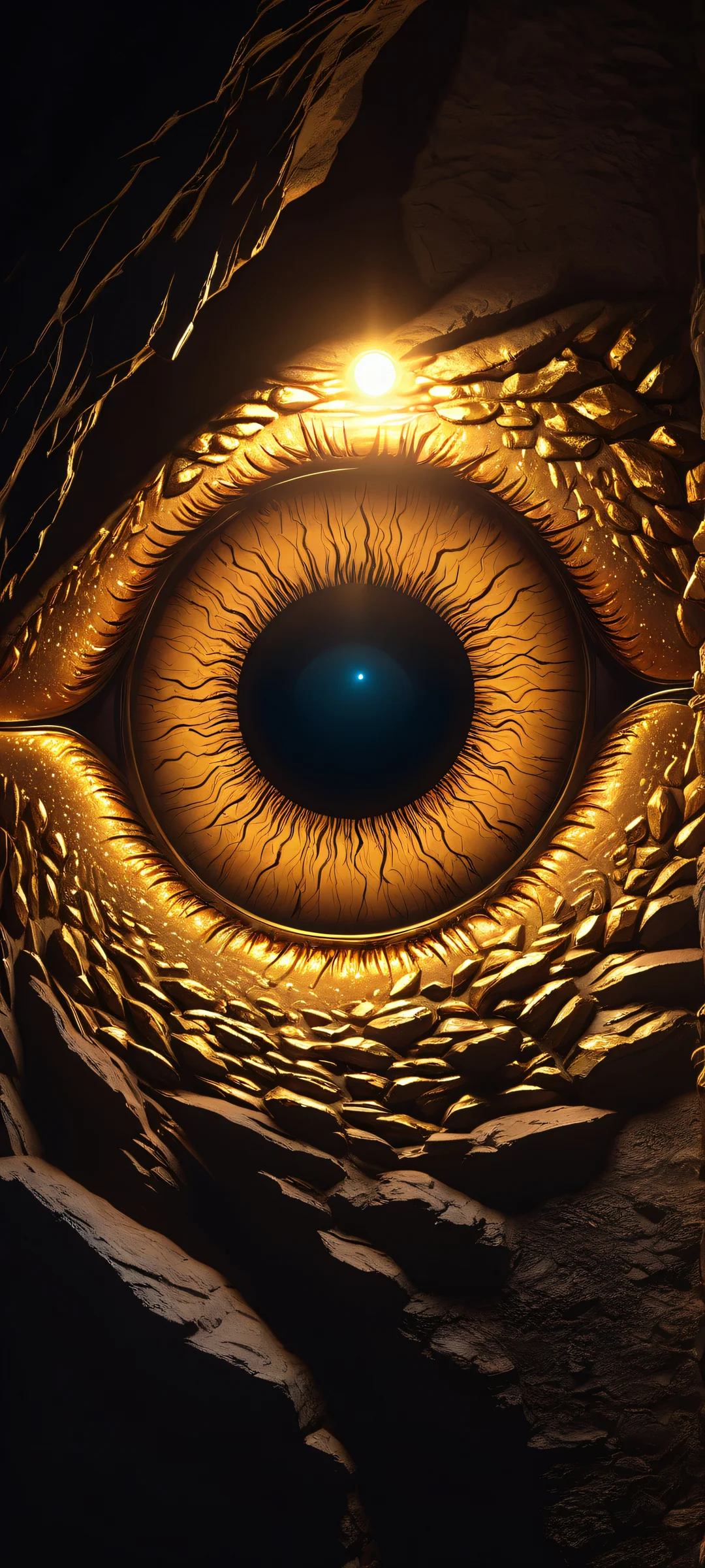 Beholder eye glowing in a dark cave - Perfect for iPhone and Android home screens