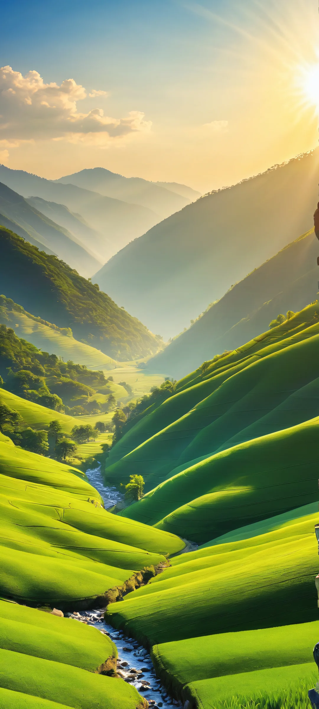 Bipeng Valley Sunrise Aesthetic Phone Wallpaper A stunning iPhone/Android wallpaper of Bipeng Valley at sunrise, showcasing the beauty of nature.