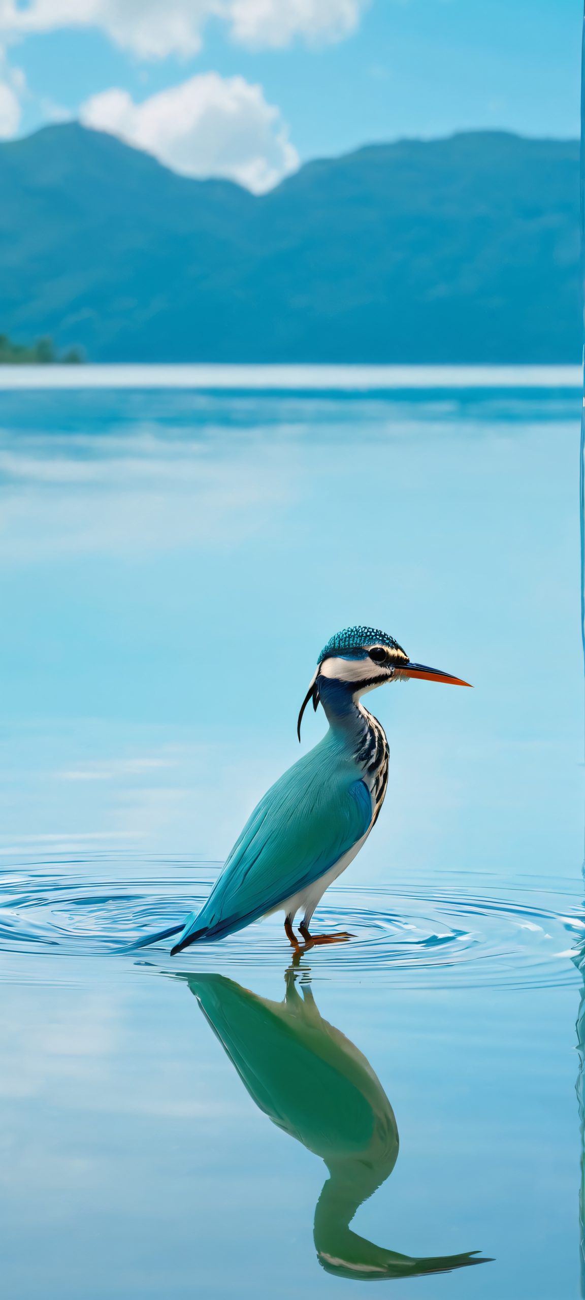 birds serene oasis water lagoon mobile wallpaper scaled