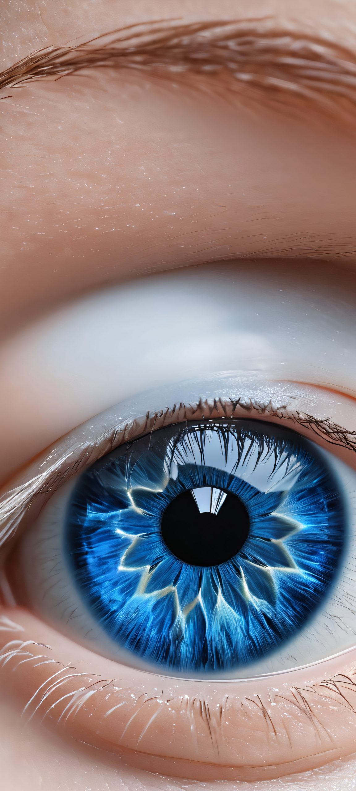 Beautiful BlueEye wallpaper for iPhone and Android devices, featuring stunning blue and white hues.