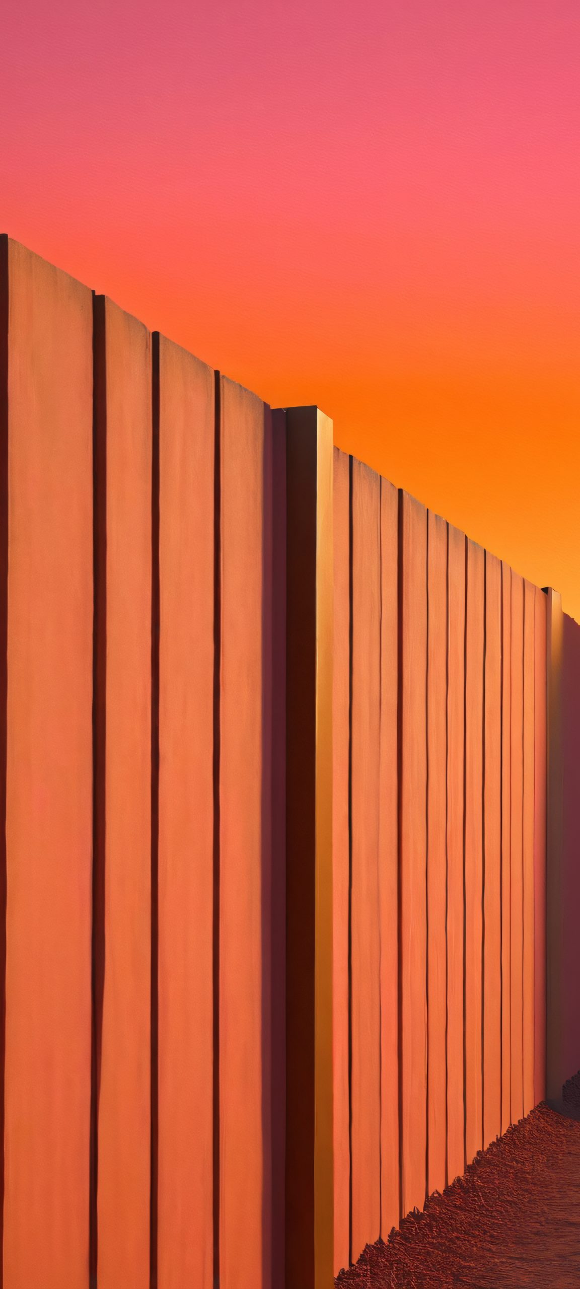 Beautiful realistic wallpaper of the border wall at dawn, perfectly optimized for iPhone and Android home screens.