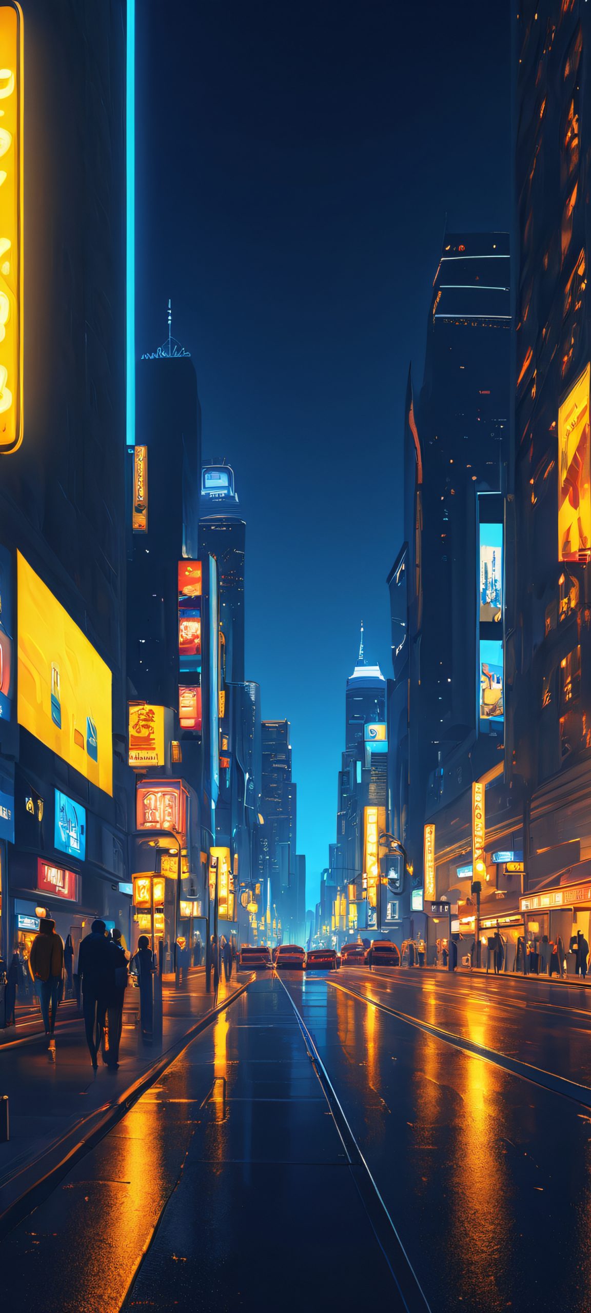 Breathtaking Night Cityscape iPhone & Android Wallpaper Night cityscape iPhone and Android wallpaper featuring vibrant streetlights and a mesmerizing cityscape, perfectly optimized for iPhone, Samsung Galaxy, and Android home screens.
