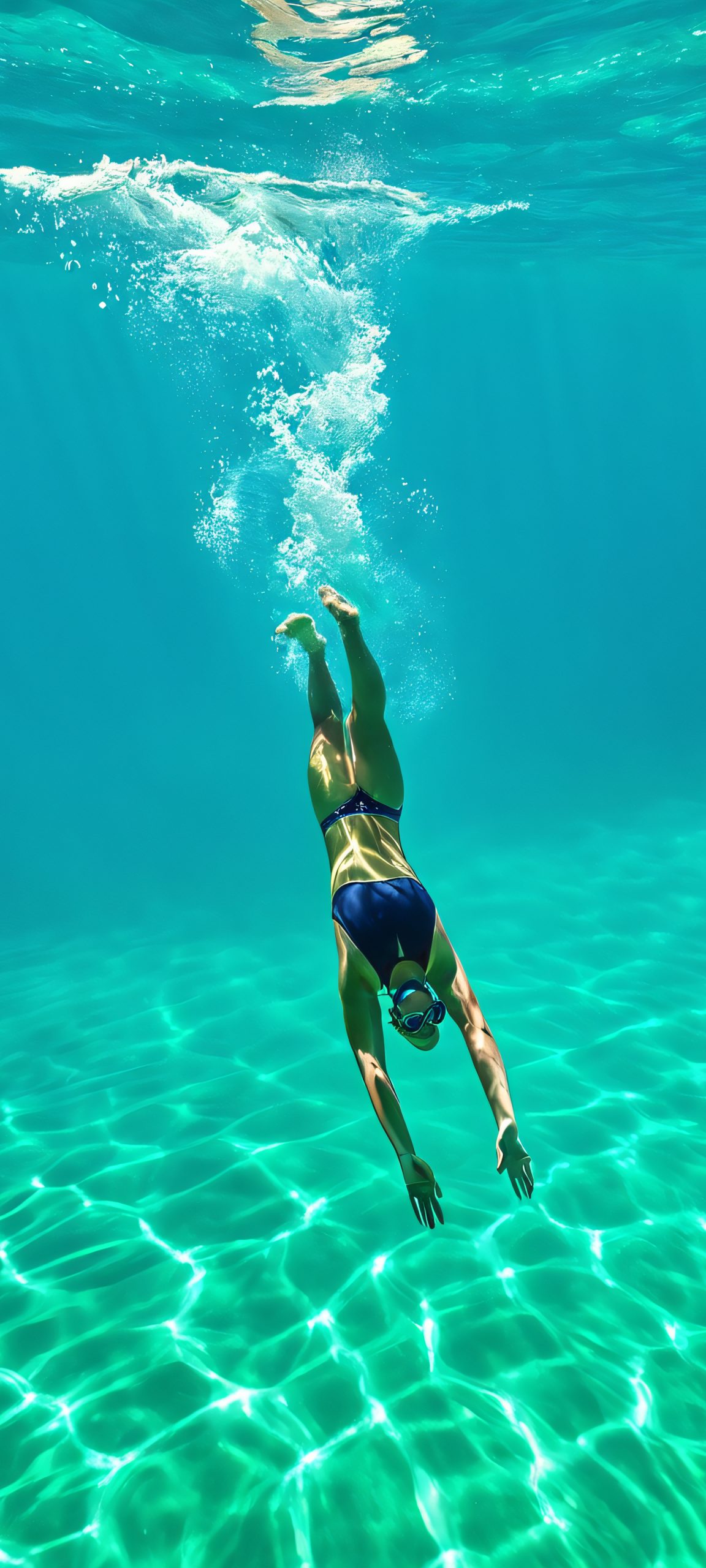 Realistic swimmer wallpaper for iPhone and Android, perfect for home screens