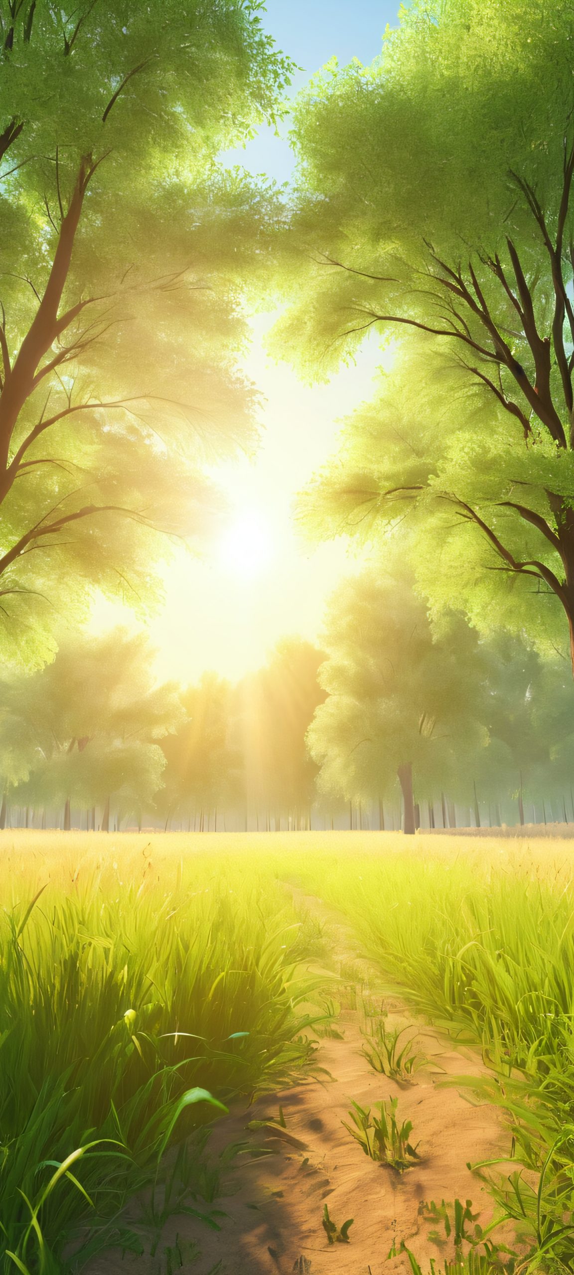 A serene landscape of realistic trees and grassy terrain, perfectly optimized for iPhone and Android home screens. Ideal for nature lovers and outdoor enthusiasts.