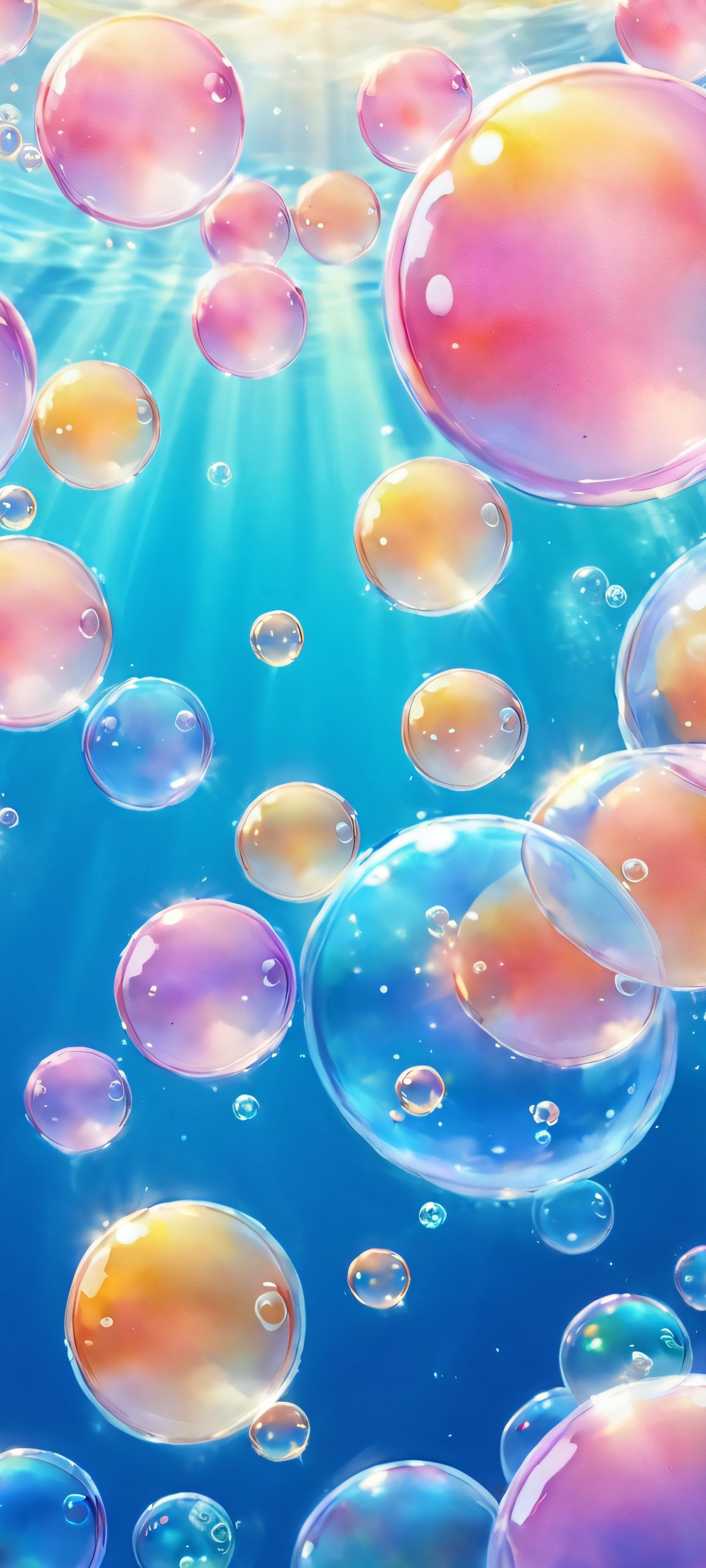 Stunning underwater scene with bubbles and watercolor-inspired artwork, perfect for your iPhone or Android home screen