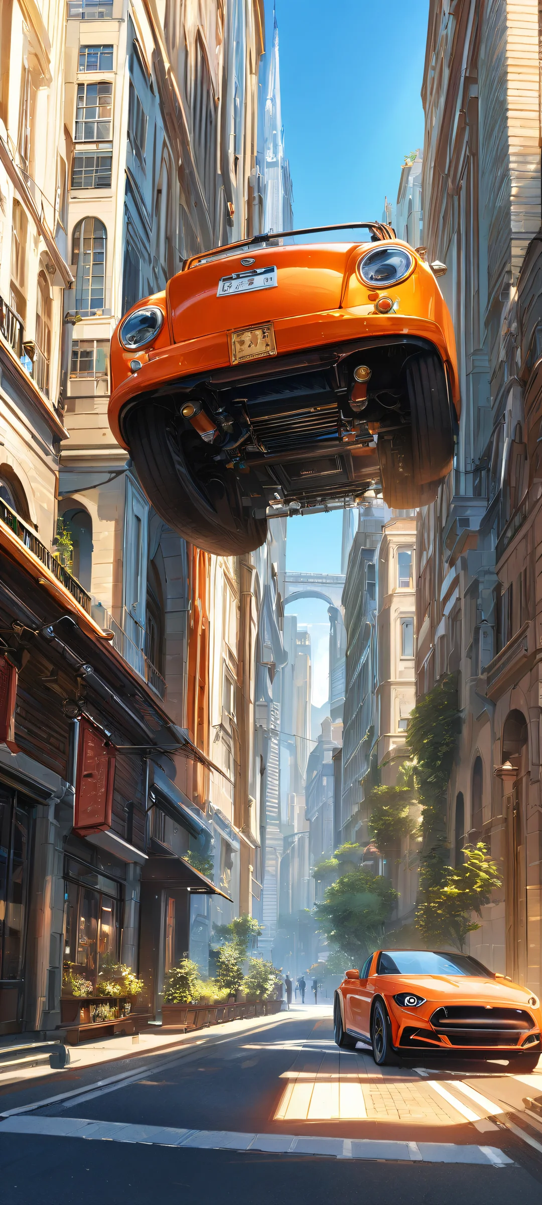 iPhone and Android users will love this stunning vertical mobile phone wallpaper featuring a car illustration with realistic details and natural light. Perfect for home screens!