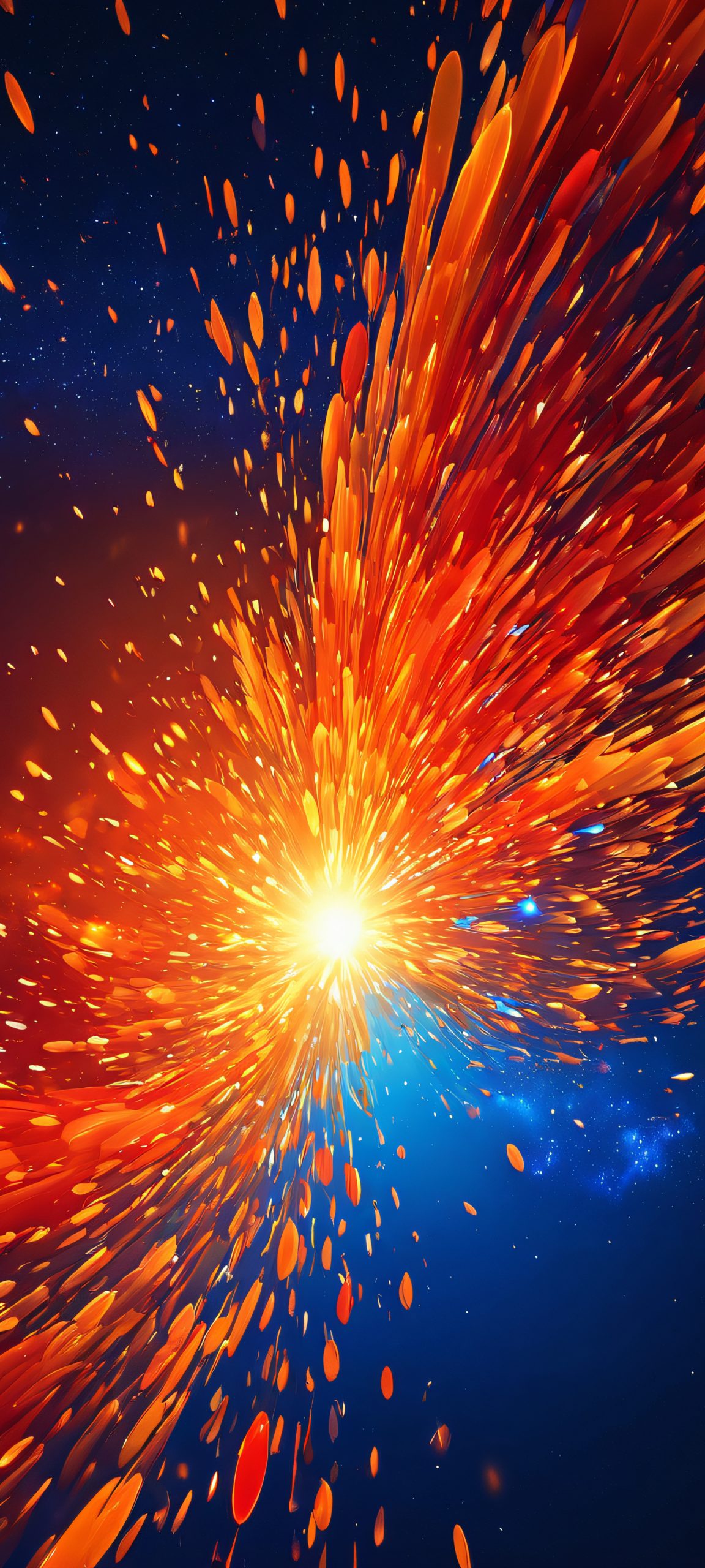 Vibrant golden night scene featuring warm orange, deep blue, and fiery red hues, perfect for iPhone and Android home screens.