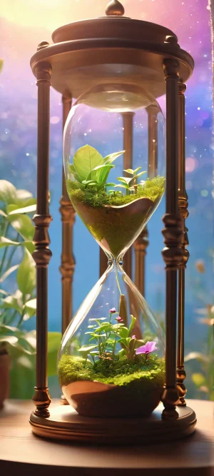 Ivory iPhone and Android phone wallpaper featuring a stunning celestial hourglass with whispery glow.