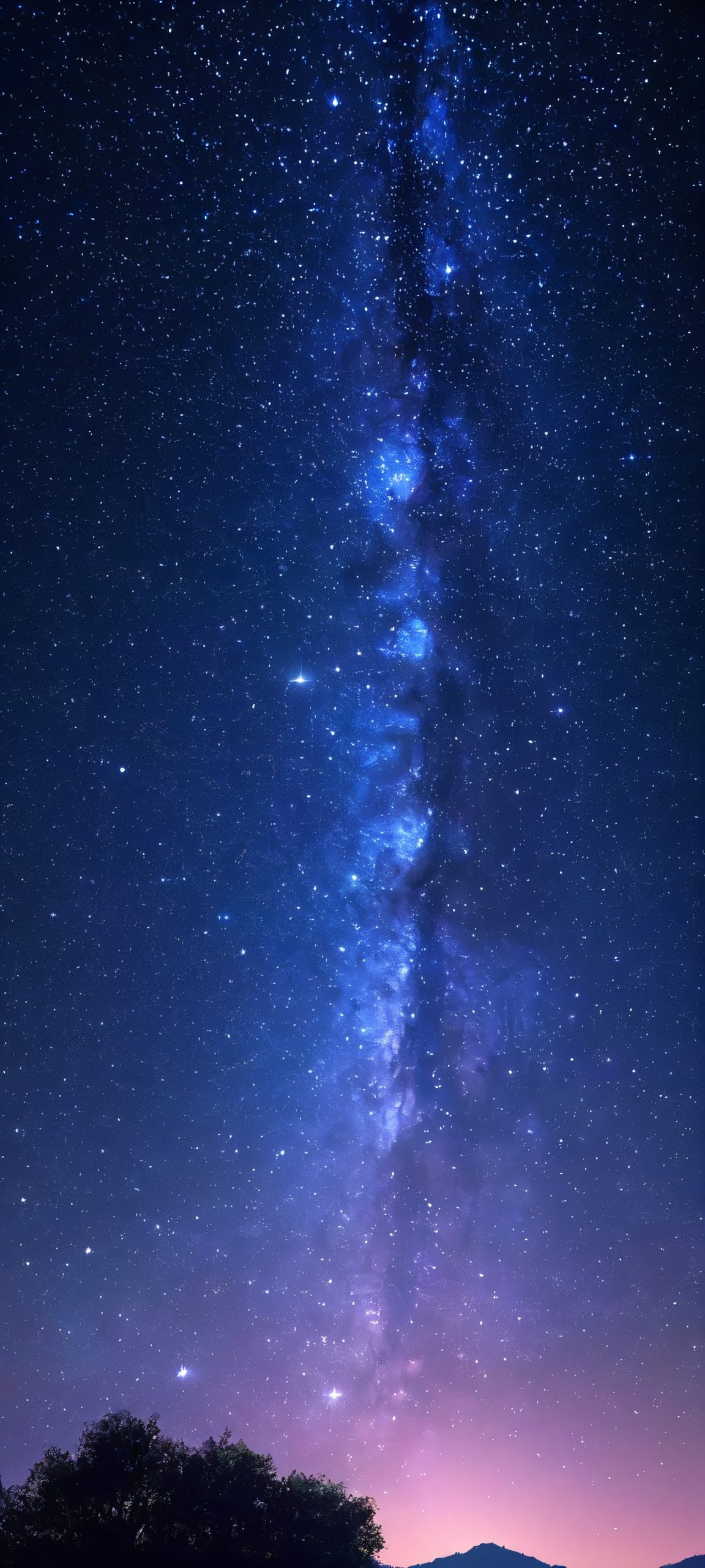 Celestial Oasis QHD Smartphone Background Illuminated stars shining brightly against the dark night sky, perfect for iPhone and Android devices.