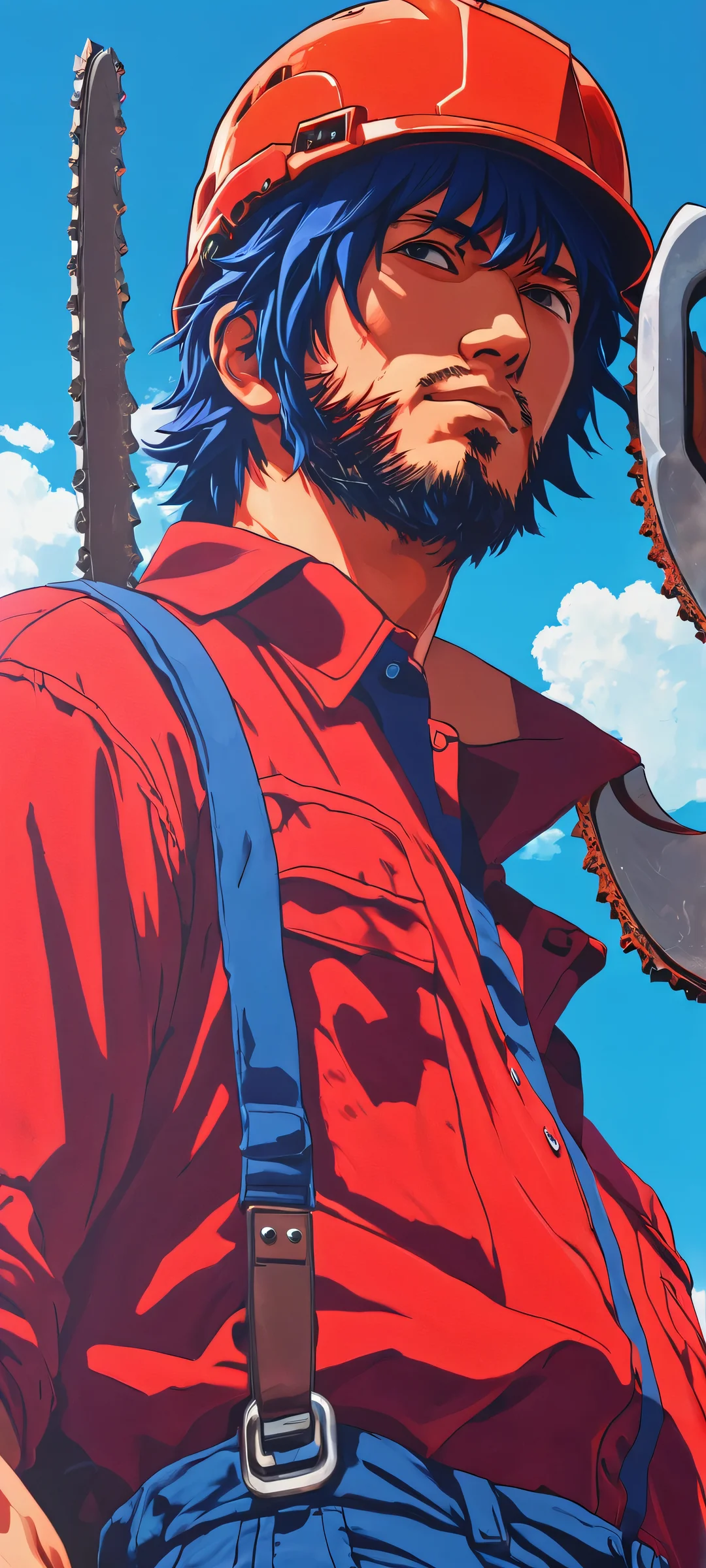 Beautiful iPhone and Android wallpaper featuring Chainsaw Man in an urban setting. Perfectly optimized for mobile devices.