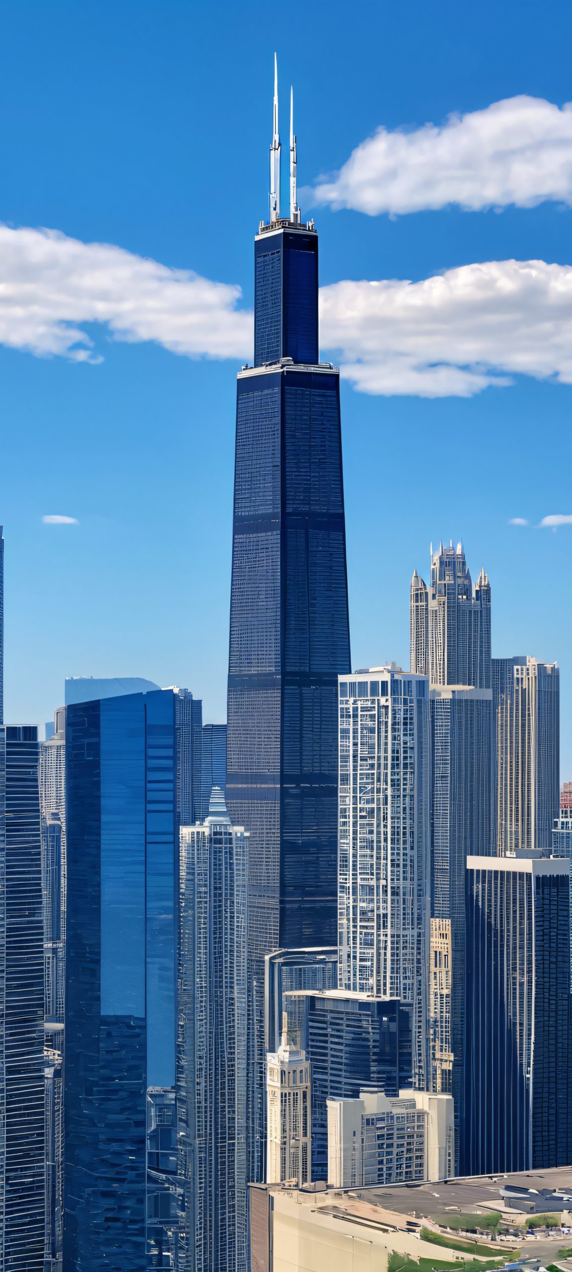 Chicago Cityscape Lock Screen for iOS & Android Breathtaking view of Chicago's skyline and leisure park on a sunny day. Perfect for iPhone/Android home screens.