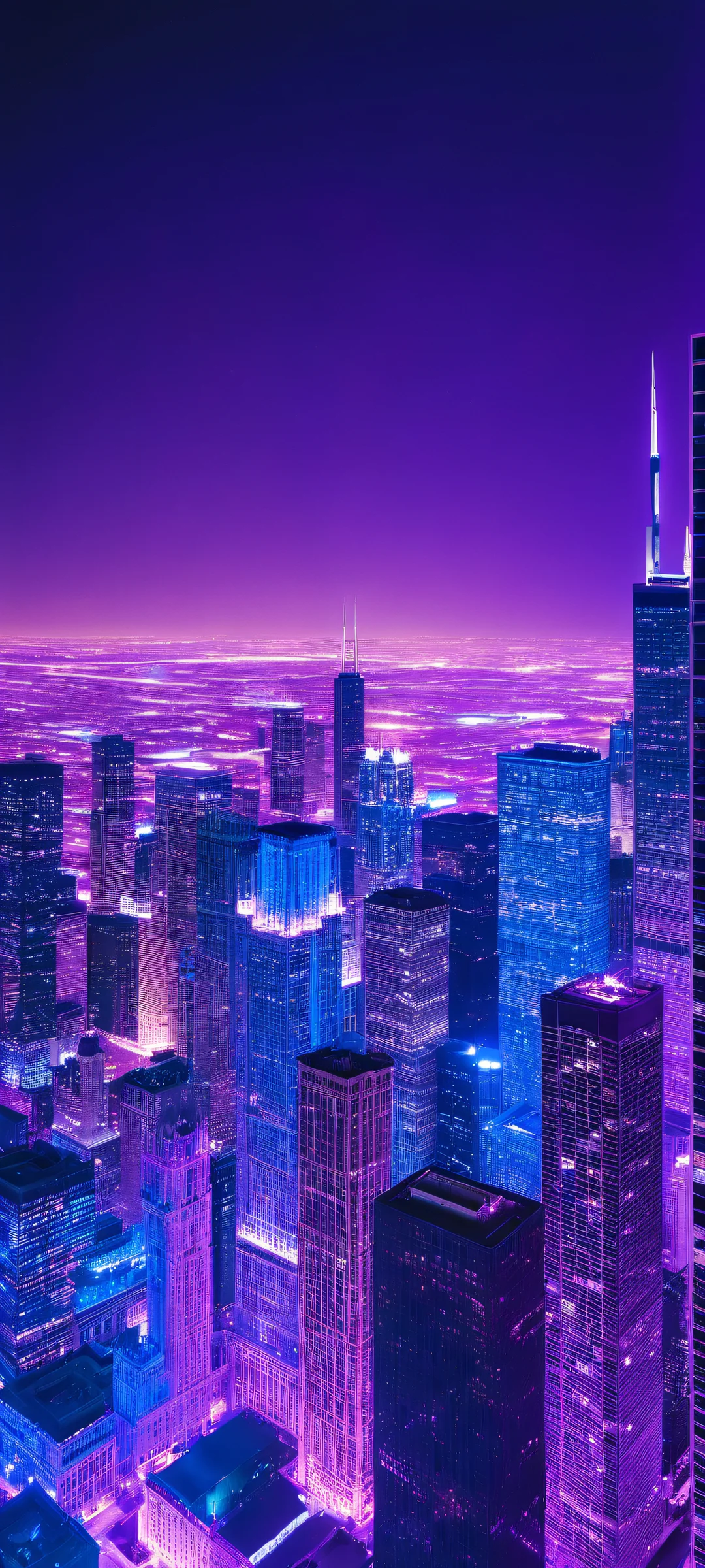 Stunning night view of Chicago city skyline on iPhone/Android phone