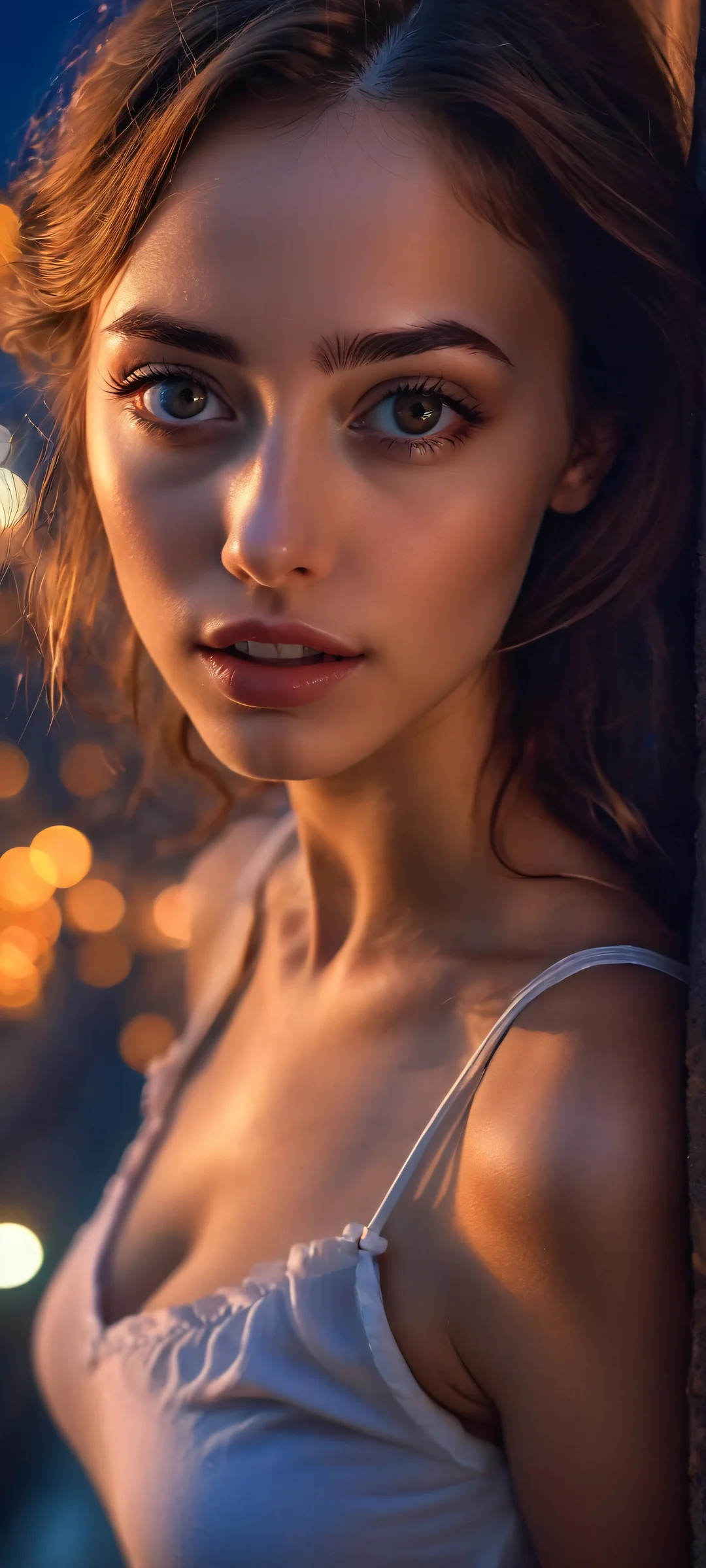 A stunning vertical wallpaper of a girl under the night sky, perfectly optimized for iPhone and Android home screens.