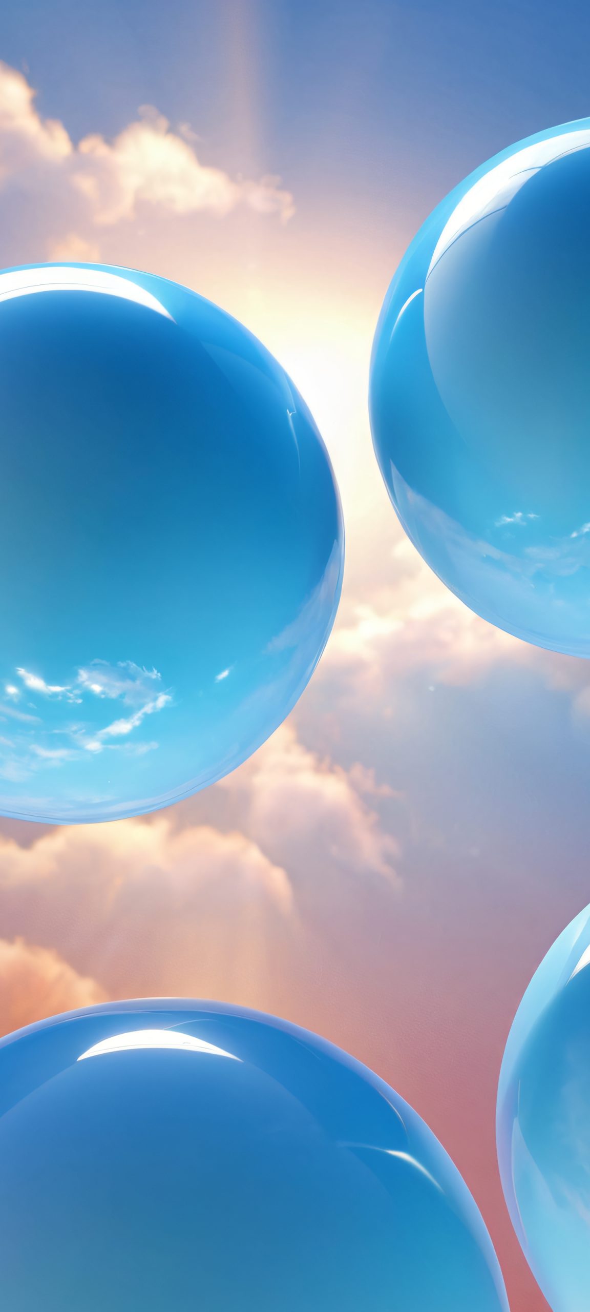 Breathtaking abstract spheres against a cloudy sky, perfectly optimized for iPhone/Android home screens.