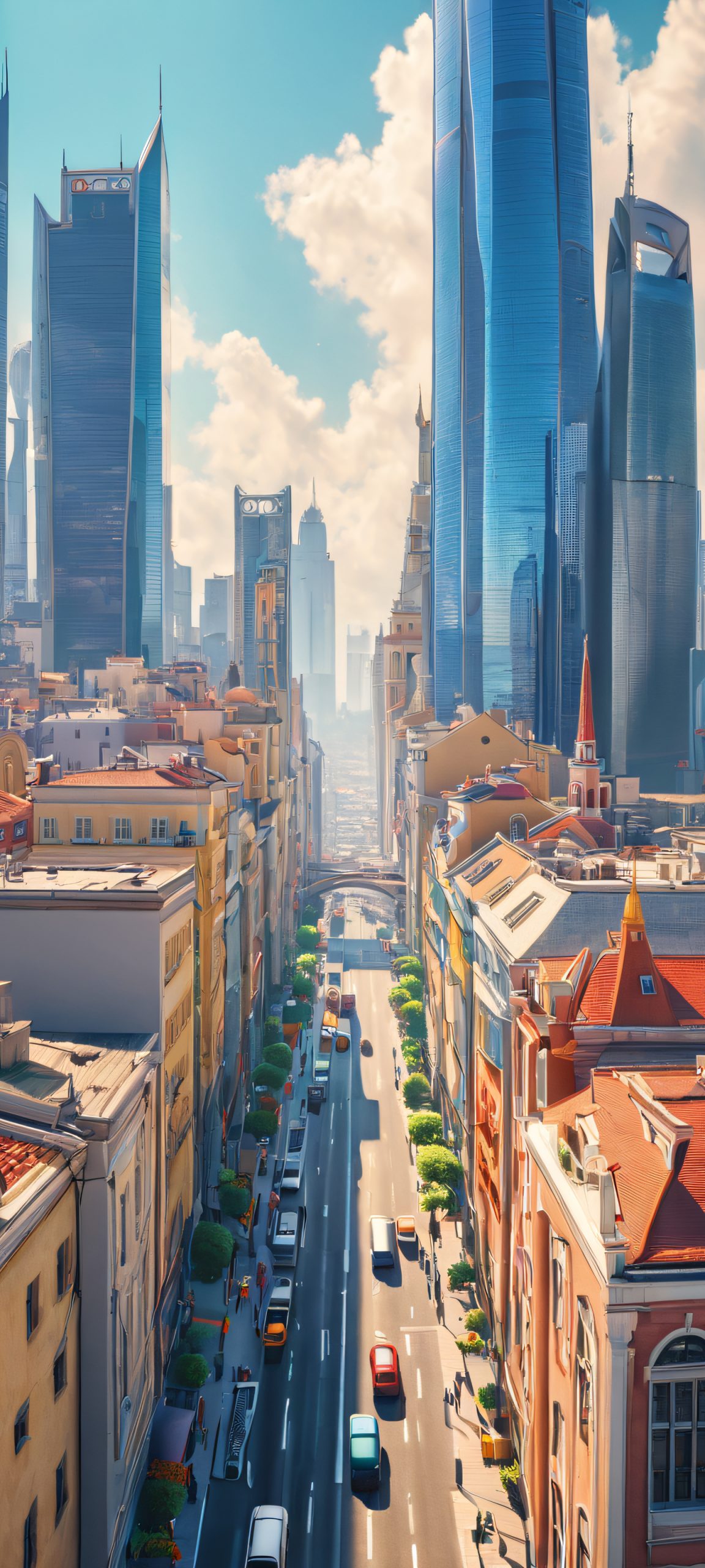 Stunning cityscape for iPhone and Android devices, showcasing daytime views with soft colors.