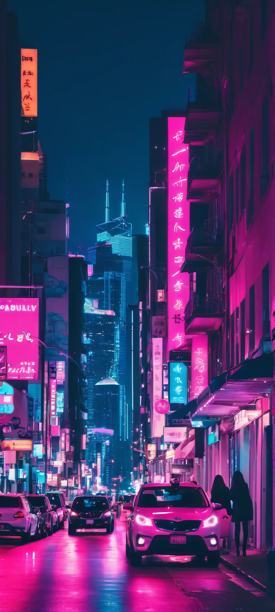 City Lights at Night Aesthetic Phone Wallpaper iPhone and Android users will love this stunning nighttime cityscape featuring neon lights and streetlights. A masterpiece of urban photography.