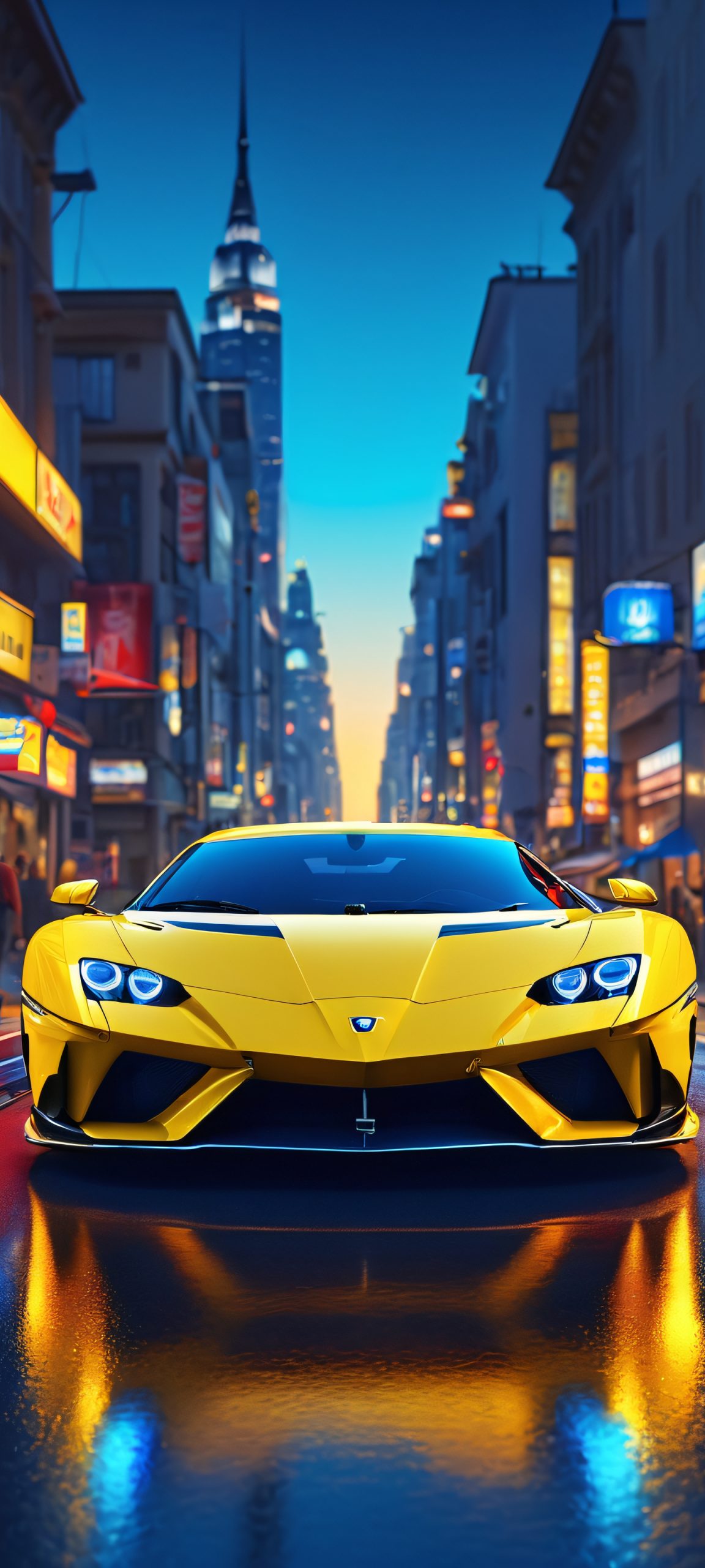 City Nights - Red Glow iPhone & Android Wallpaper A stunning night scene of a city with a red glow on the car, perfect for iPhone and Android home screens.