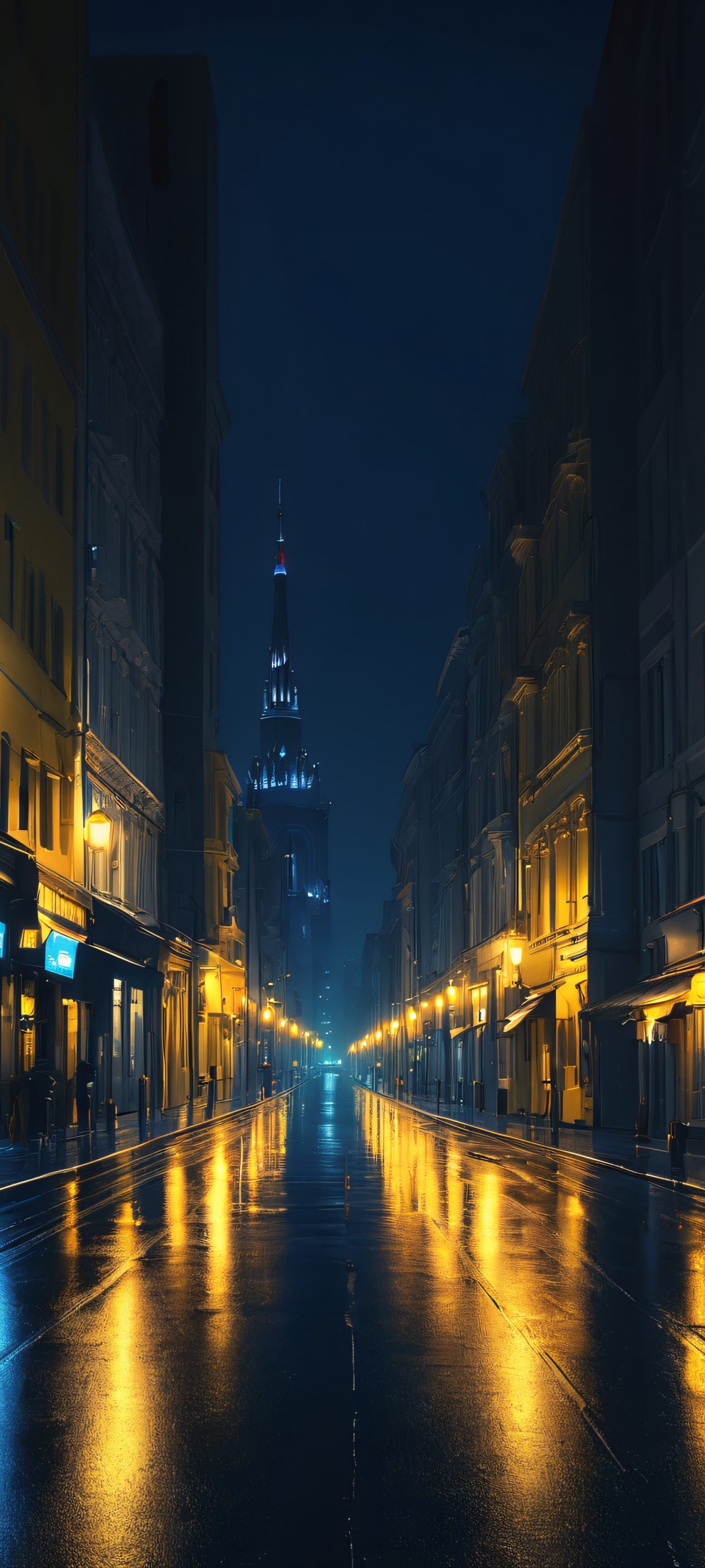 iPhone and Android users, immerse yourself in the vibrant nighttime streets, with deep blues, warm yellows, and dark greys that come alive on your home screen.