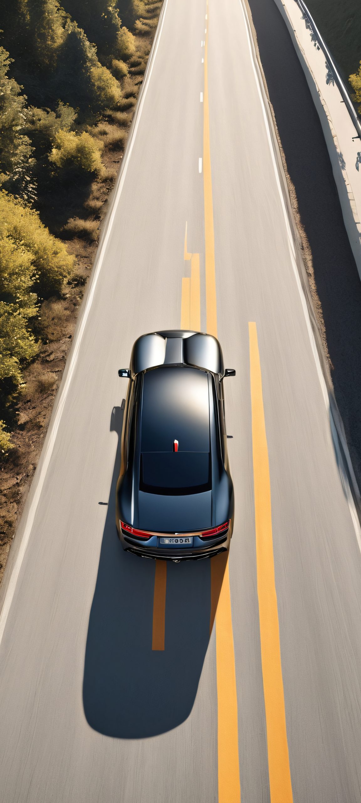 Breathtaking city road scene for iPhone and Android home screens, featuring a realistic car in daylight, perfectly optimized for Grey, Black, and Beige