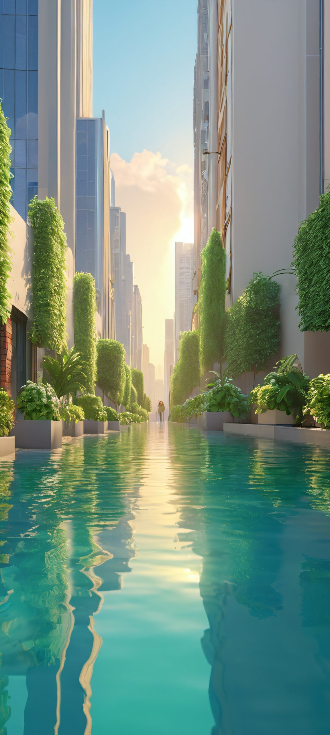 city sunrise oasis scaled