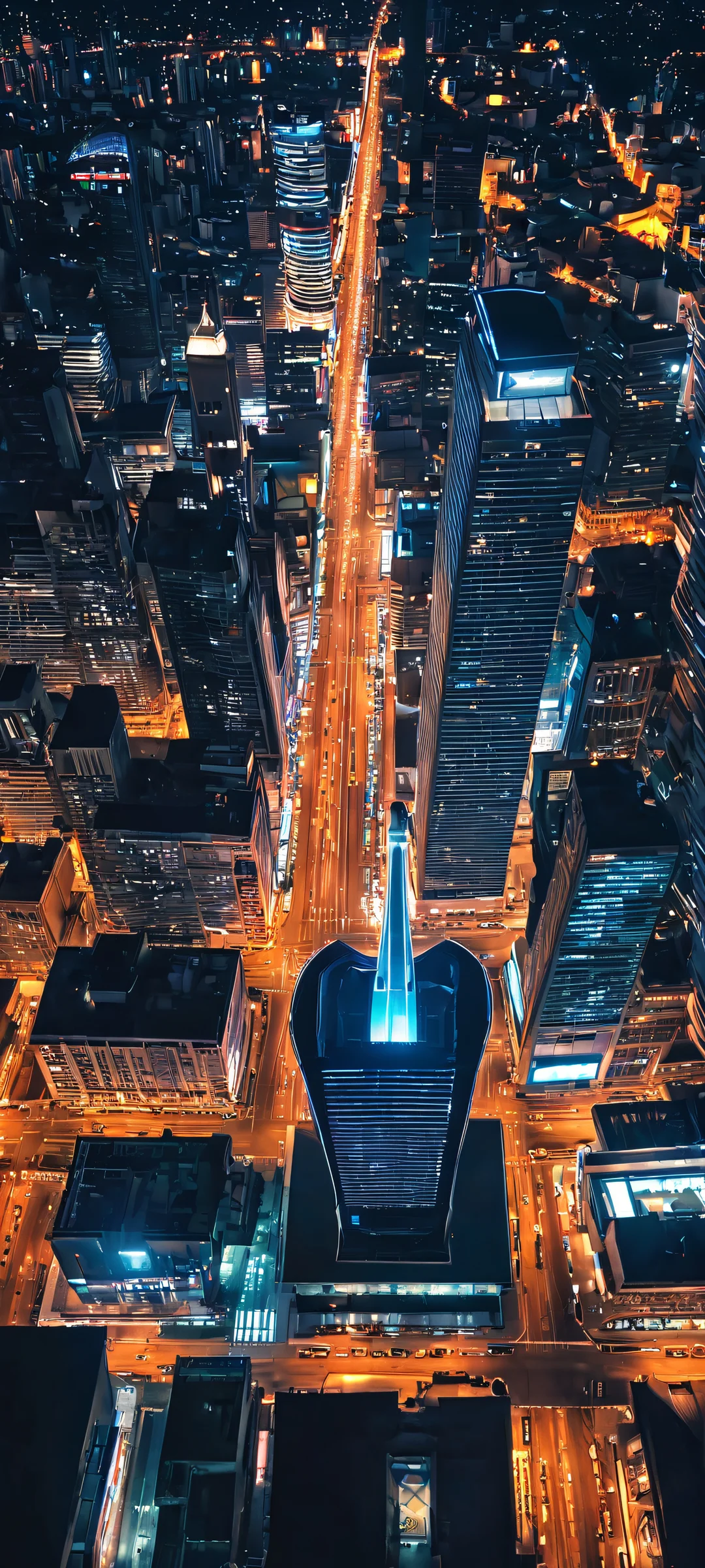 Stunning vertical mobile wallpaper of city lights on a rooftop view. Perfect for iPhone and Android home screens.