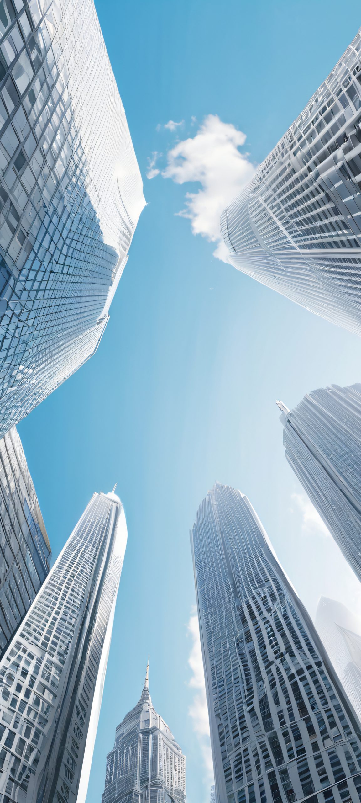 iPhone and Android compatible cityscape wallpaper, featuring breathtaking skyscrapers and urban landscape during a sunny daytime.