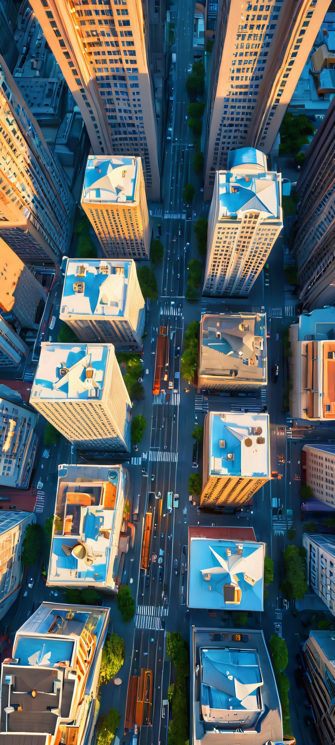 Breathtaking cityscape daytime wallpaper for iPhone and Android home screens, featuring a soft and realistic masterpiece.