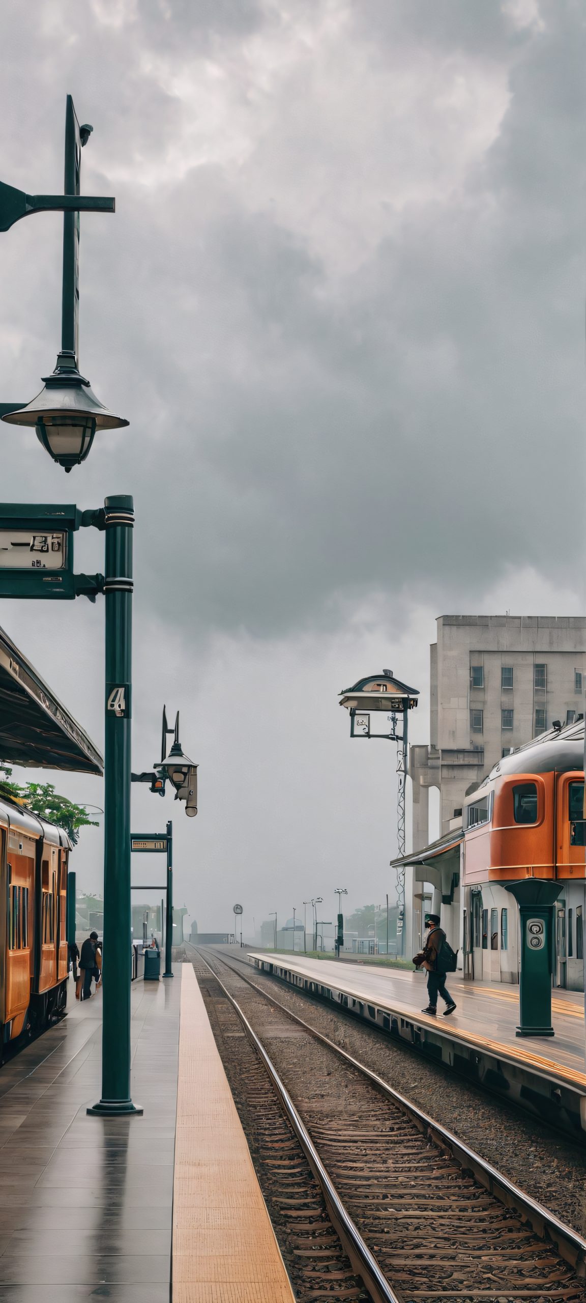cityscape serenity train station urban overcast wallpaper scaled