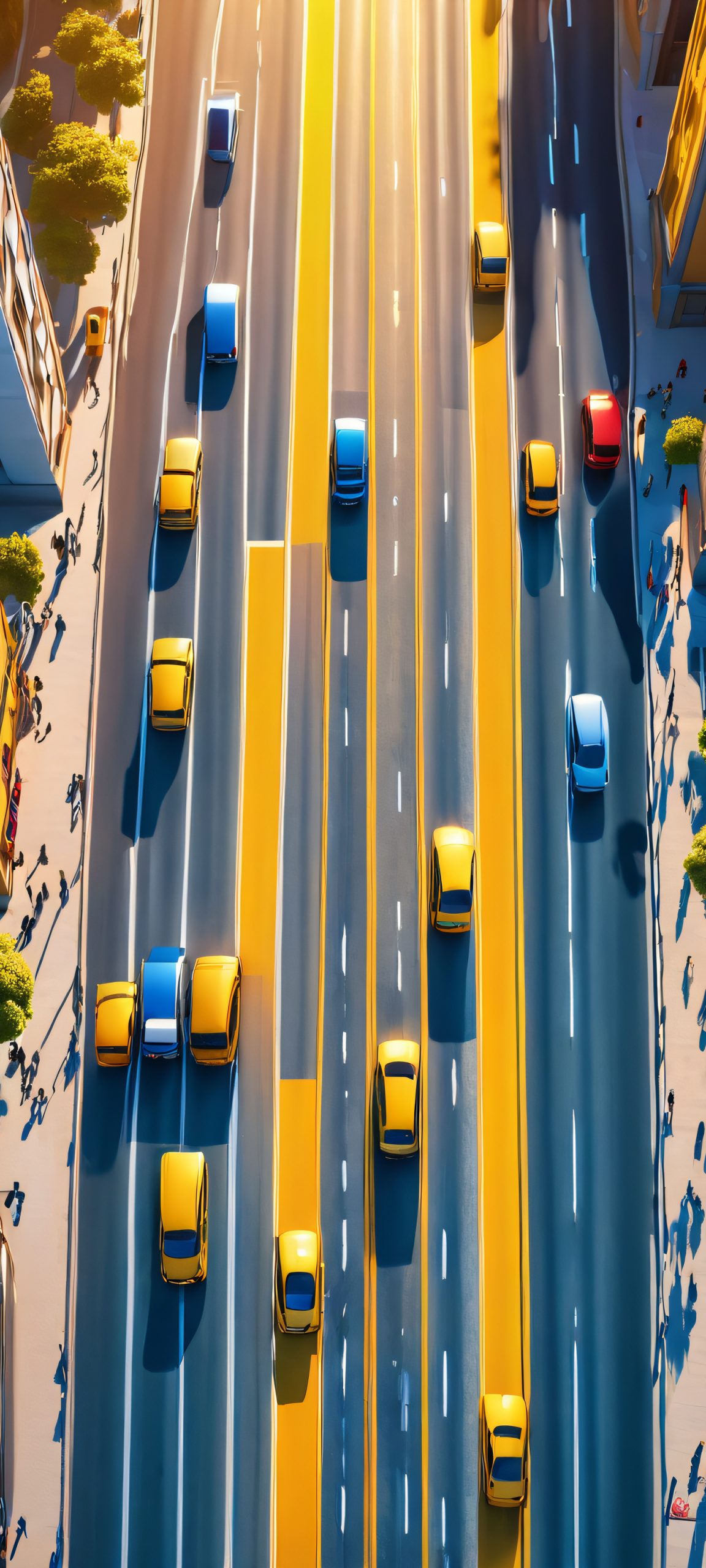 Beautiful city traffic scene for iPhone and Android phone wallpapers, perfectly optimized for home screens.