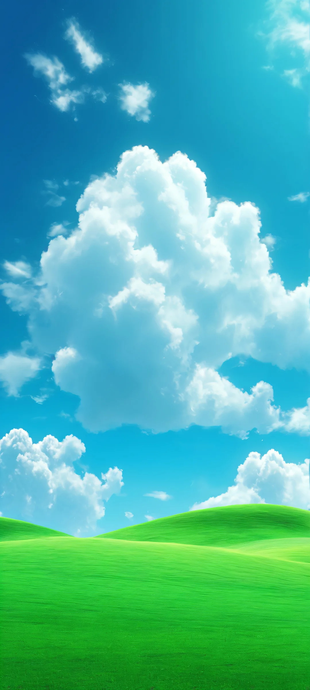 iPhone and Android users will love this breathtaking cloudy green oasis mobile wallpaper, featuring a serene natural scenery.