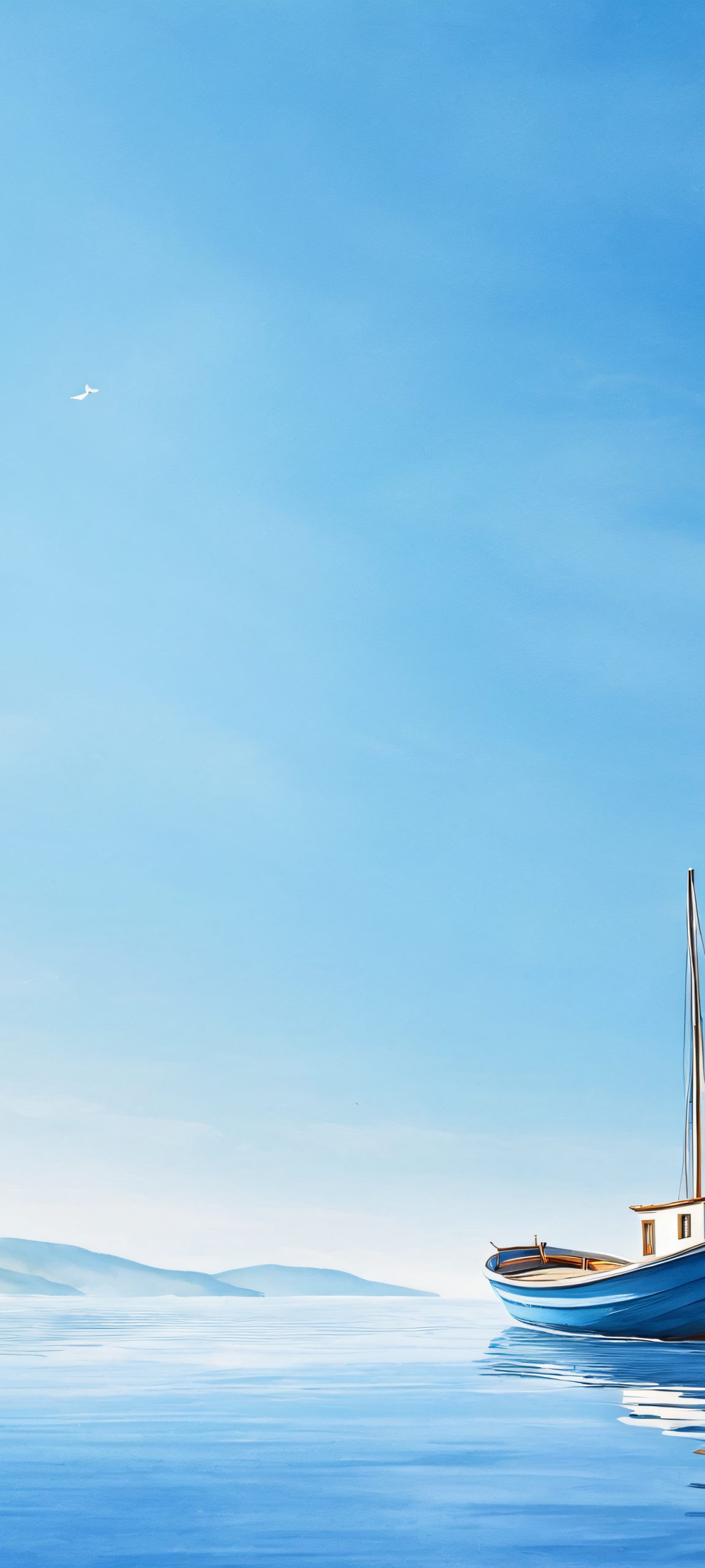 A beautiful watercolor artwork of a small boat sailing on a calm ocean, perfectly suited for your iPhone or Android home screen.