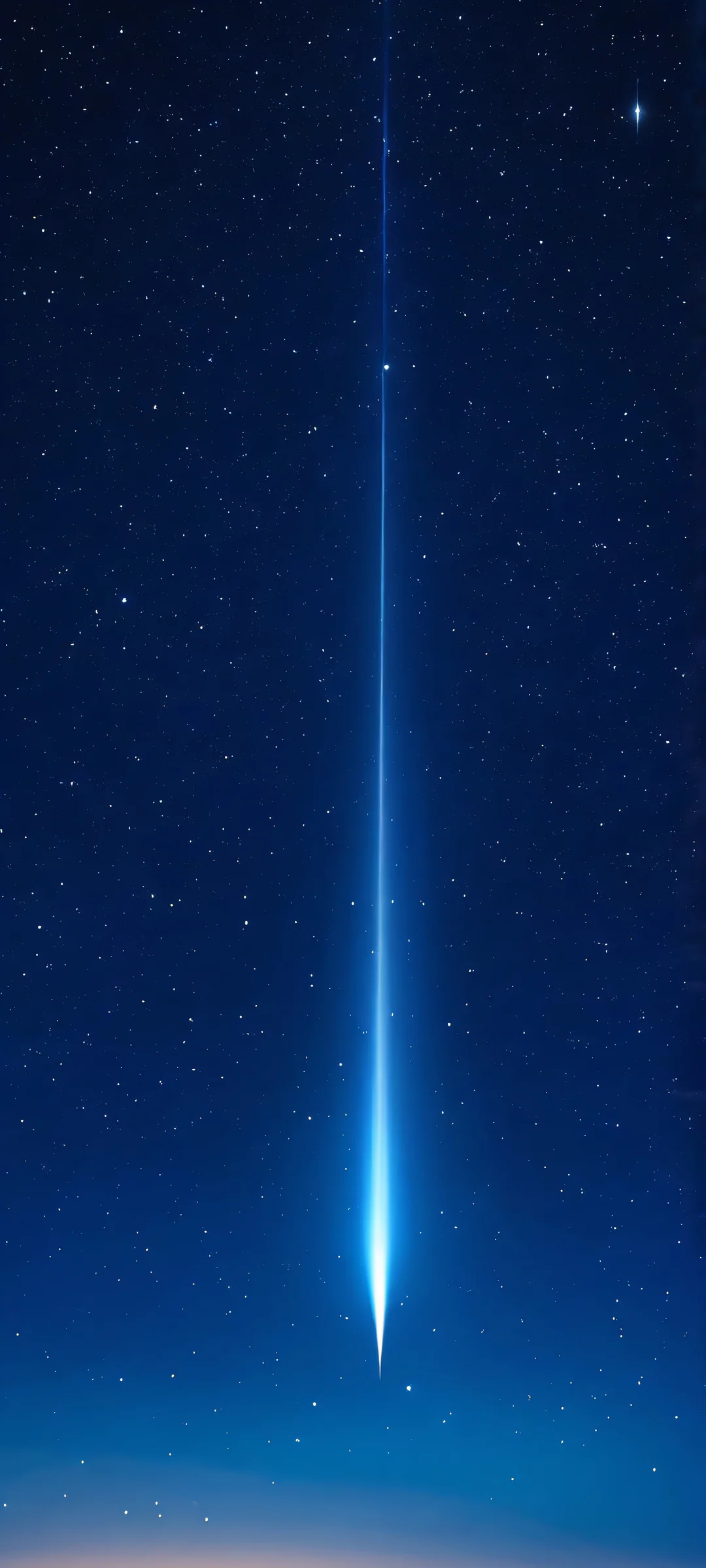 A stunning image of a comet soaring through the night sky on an iPhone or Android device, with vibrant stars and soft glow.