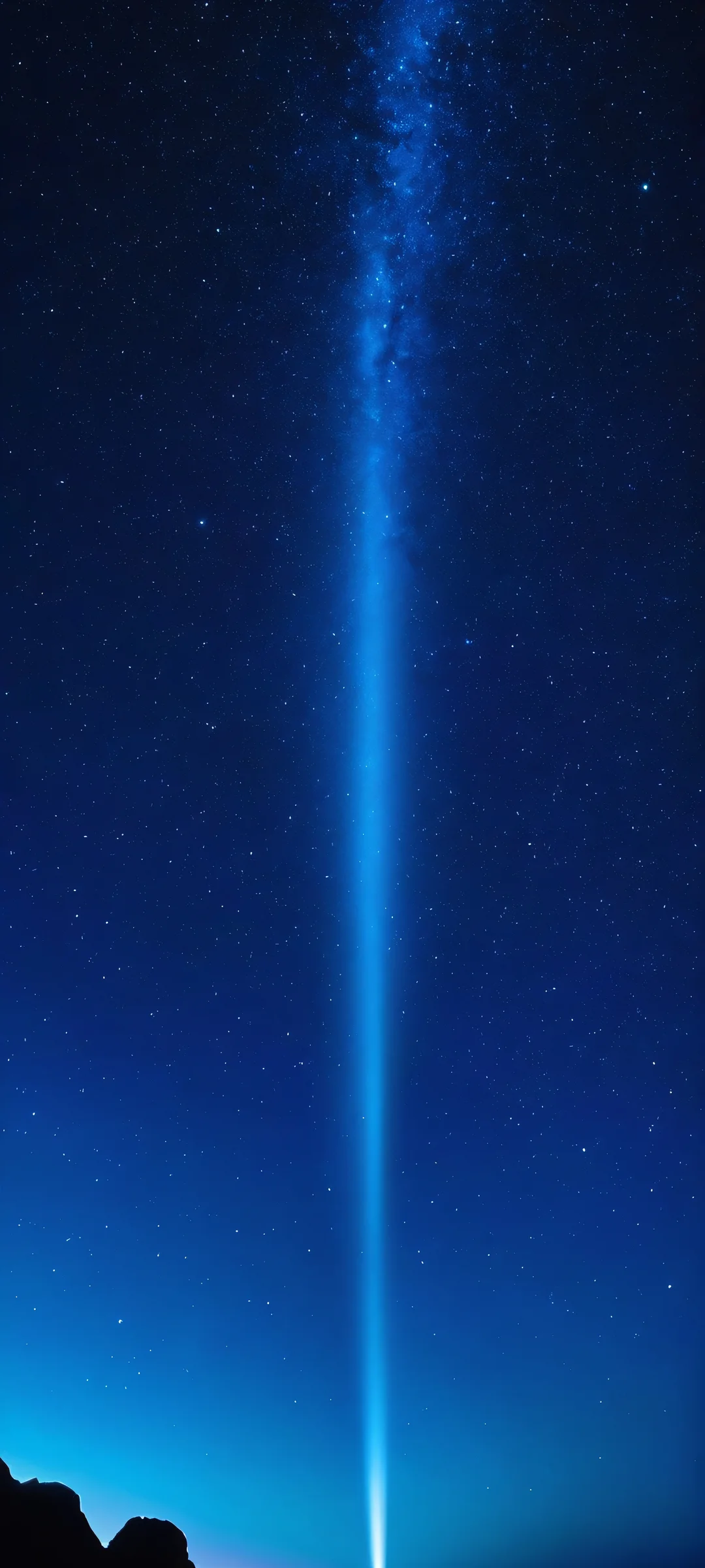 A stunning image of a comet against a starry sky with dramatic shadows and shimmering silvers. Perfect for iPhone or Android home screens.