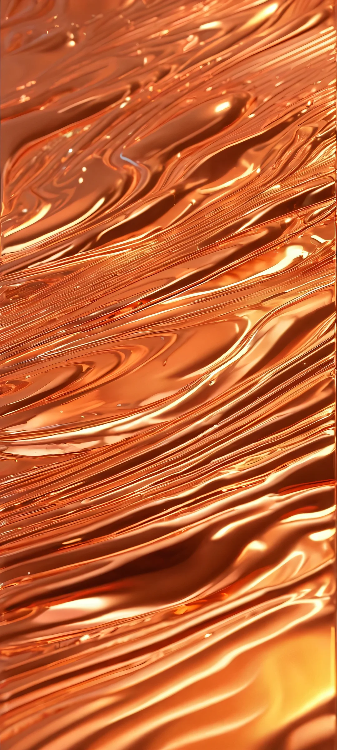 Copper Fusion Aesthetic Phone Wallpaper Elegant copper splashes on a gradient blue background for iPhone/Android home screens.