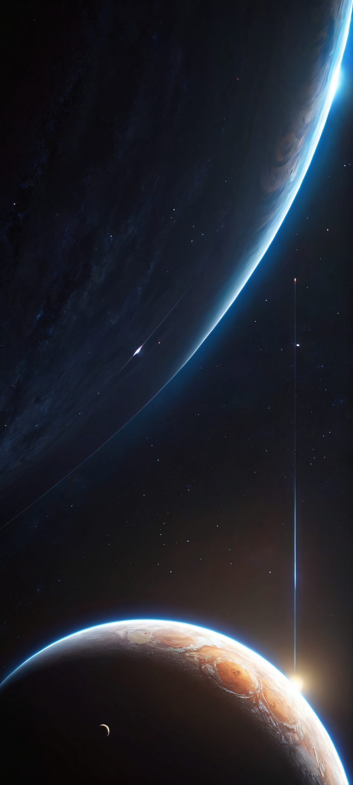 Stunning planetary alignment against a galactic background, perfectly suited for your iPhone or Android device