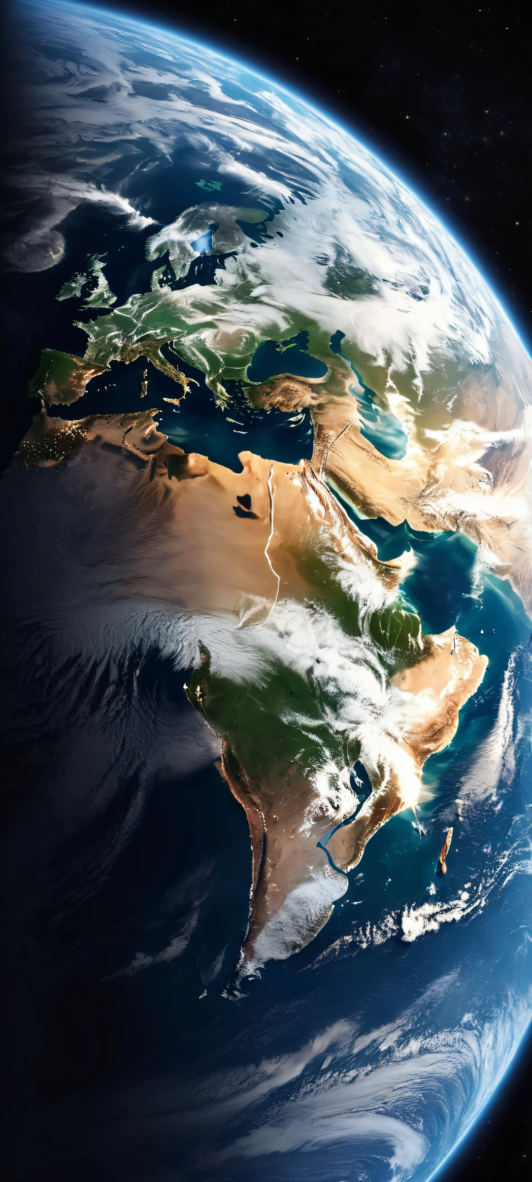 A stunning vertical mobile wallpaper of Planet Earth against a dark background. Perfect for iPhone and Android users.