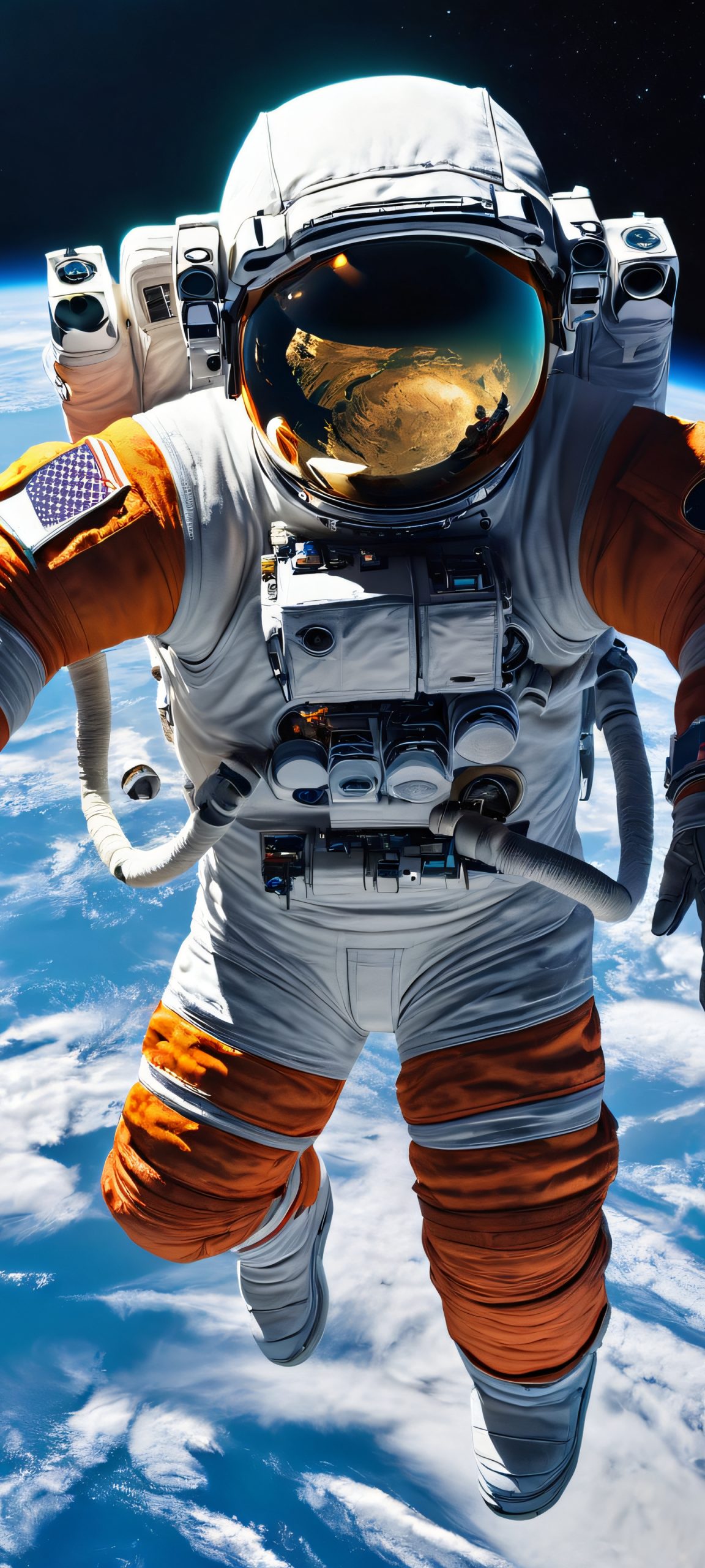 A stunning astronaut in a harsh planet landscape. Perfect for iPhone and Android home screens.
